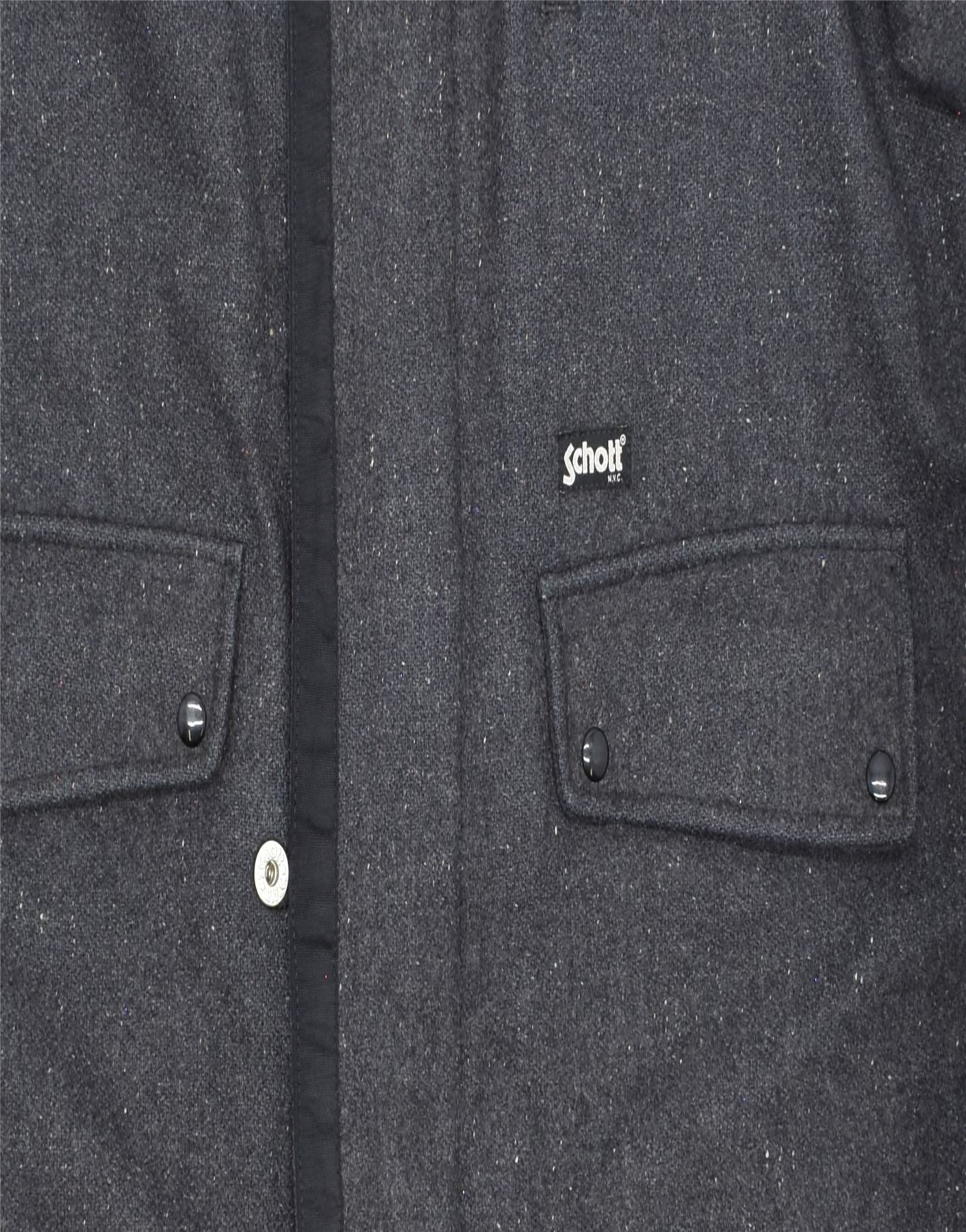 SCHOTT Mens Overcoat UK 40 Large Grey Wool Vintage Schott and Second-Hand Schott from Messina Hembry