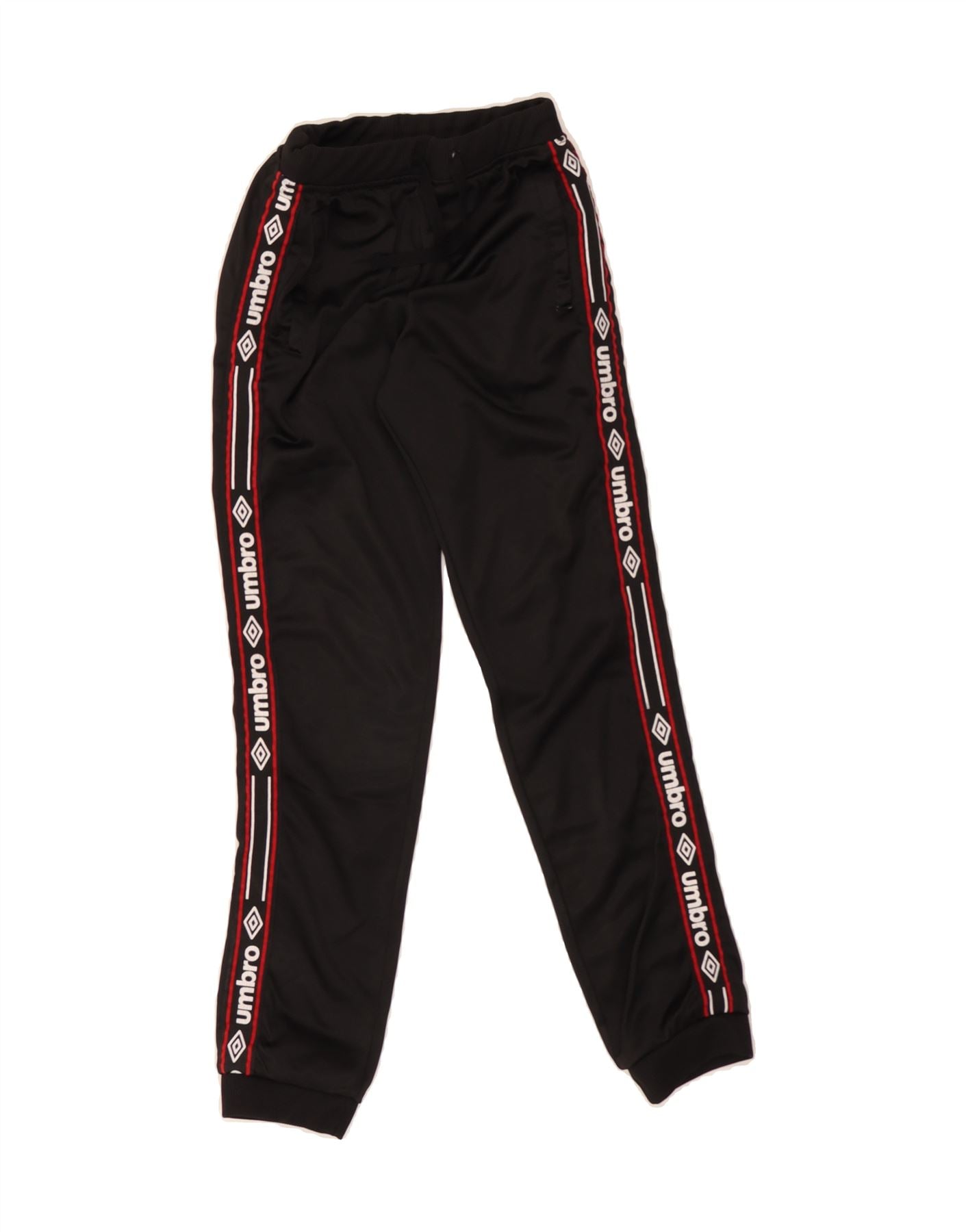 UMBRO Boys Graphic Tracksuit Trousers Joggers 9-10 Years Black Polyester Vintage Umbro and Second-Hand Umbro from Messina Hembry