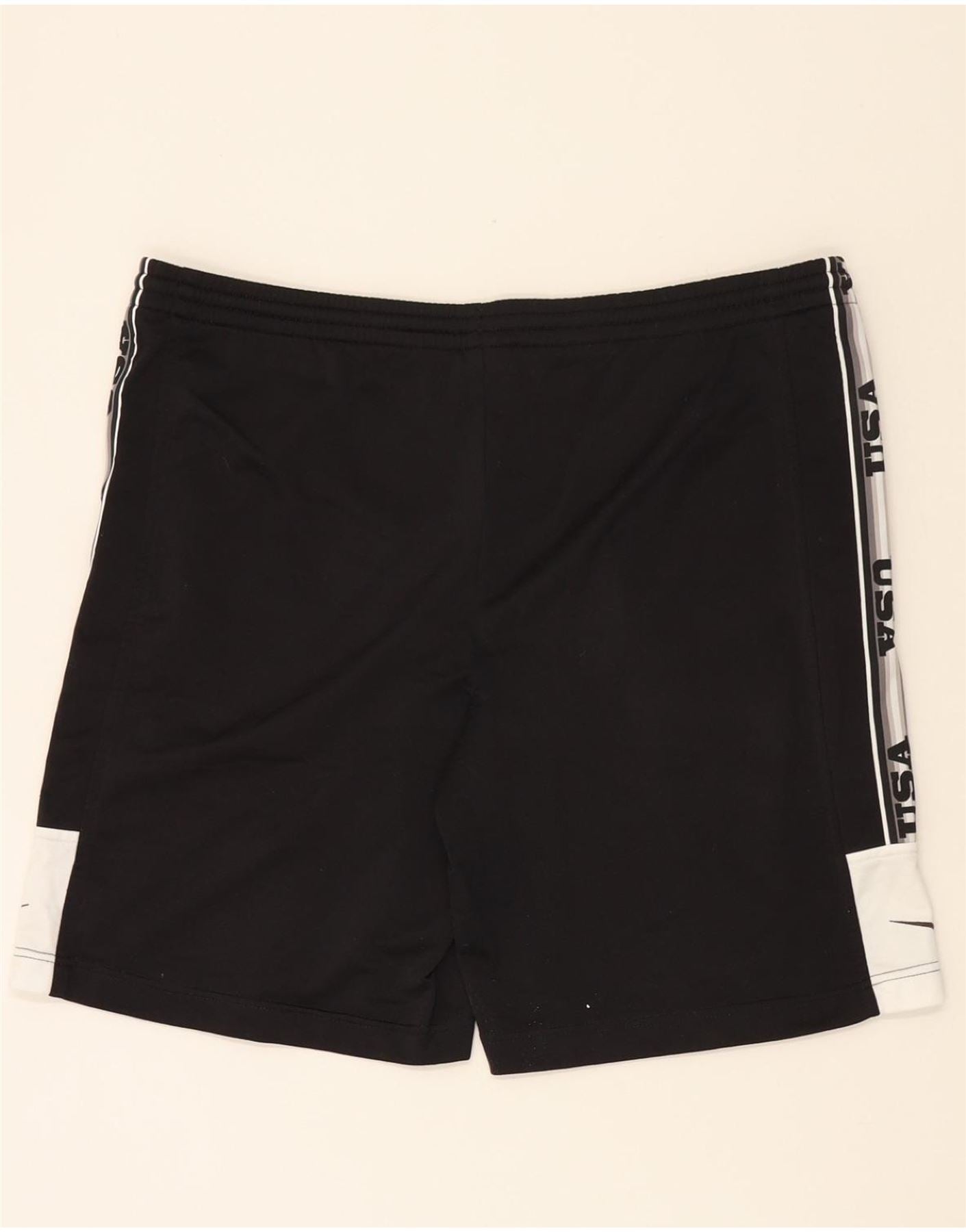 NIKE Mens Graphic Sport Shorts Large Black Colourblock Polyester Vintage Nike and Second-Hand Nike from Messina Hembry