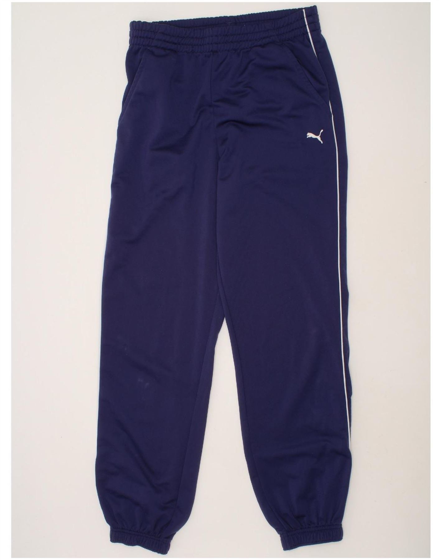 PUMA Boys Tracksuit Trousers Joggers 13-14 Years Navy Blue Polyester Vintage Puma and Second-Hand Puma from Messina Hembry