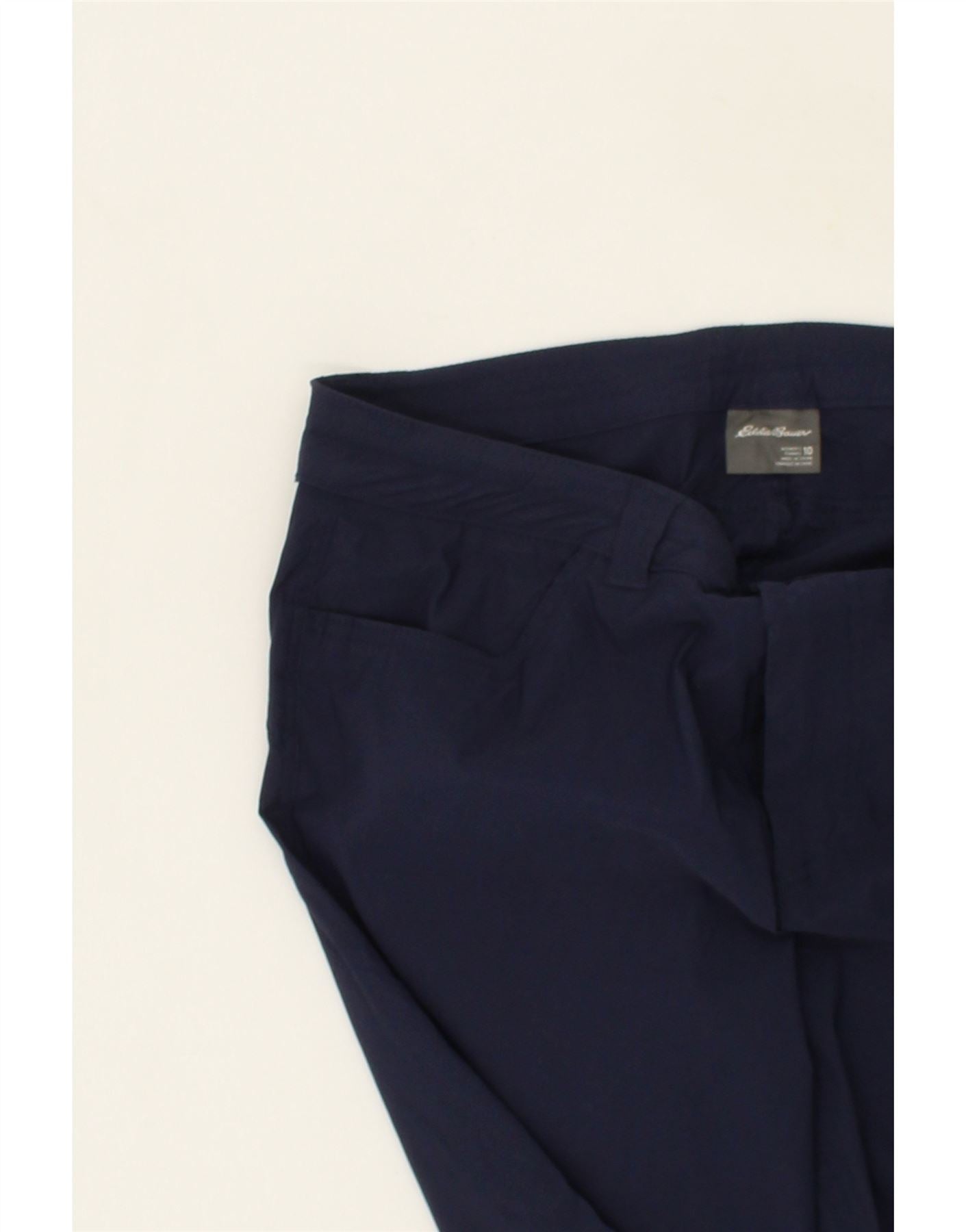 EDDIE BAUER Womens Straight Capri Trousers US 10 Large W32 L20 Navy Blue Vintage Eddie Bauer and Second-Hand Eddie Bauer from Messina Hembry