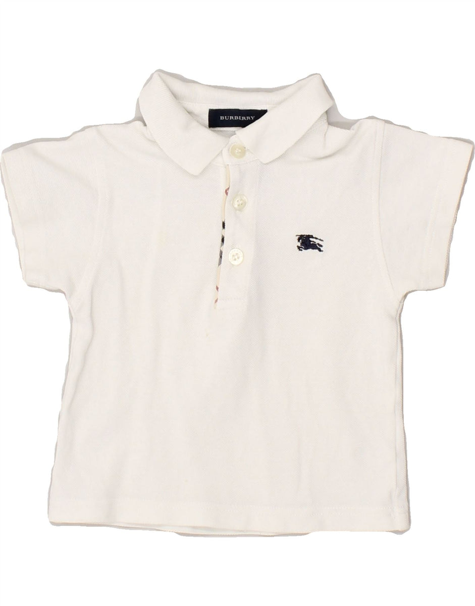 BURBERRY Baby Boys Polo Shirt 6 9 Months White Vintage Second Hand Clothing Online Messina Hembry