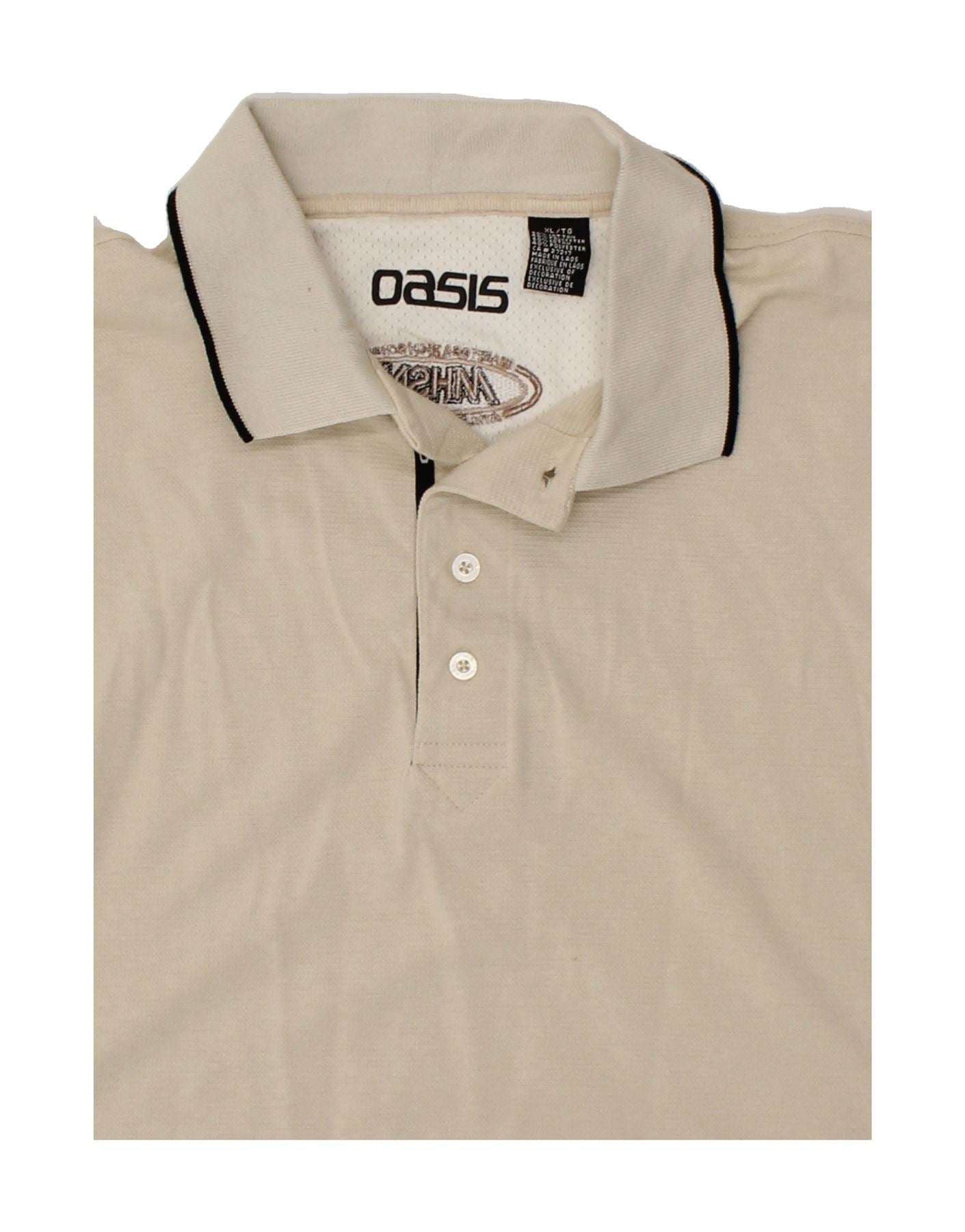 OASIS Mens Polo Shirt XL Beige Cotton Vintage Oasis and Second-Hand Oasis from Messina Hembry