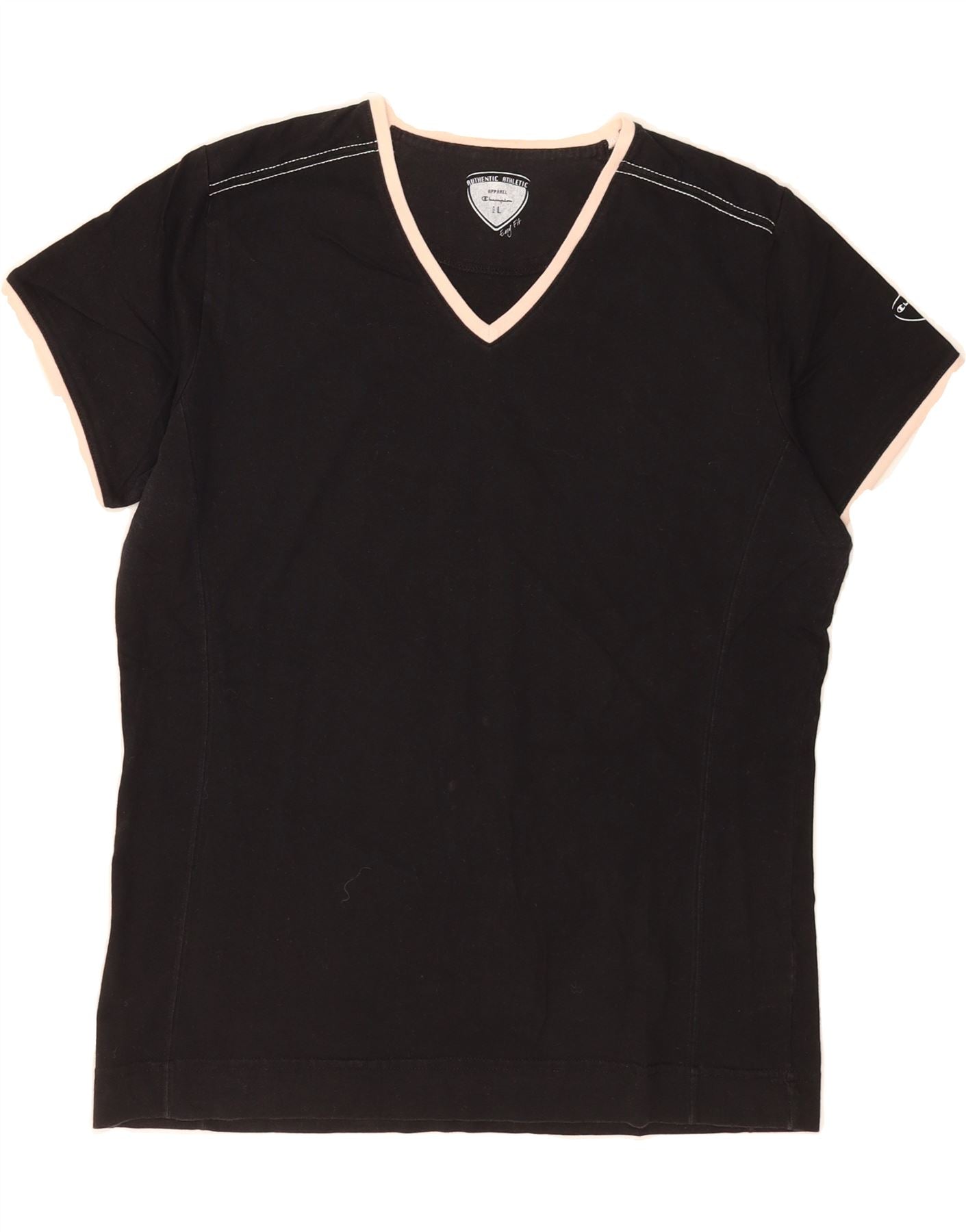 CHAMPION Womens Easy Fit T-Shirt Top UK 16 Large Black Cotton Vintage Champion and Second-Hand Champion from Messina Hembry