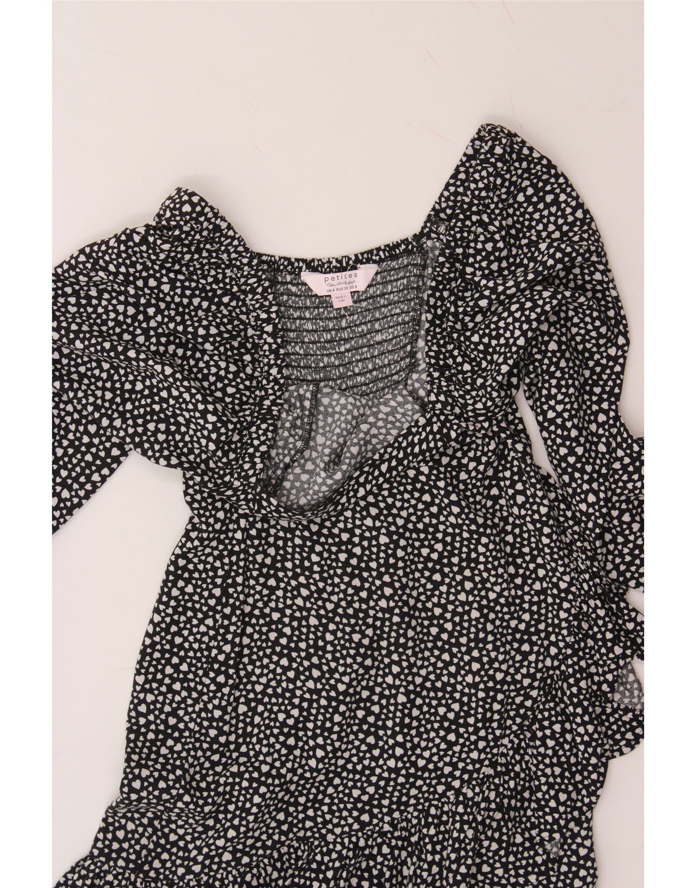 MISS SELFRIDGE Womens Petites 3/4 Sleeve A-Line Dress UK 4 XS  Black Heart Vintage Miss Selfridge and Second-Hand Miss Selfridge from Messina Hembry