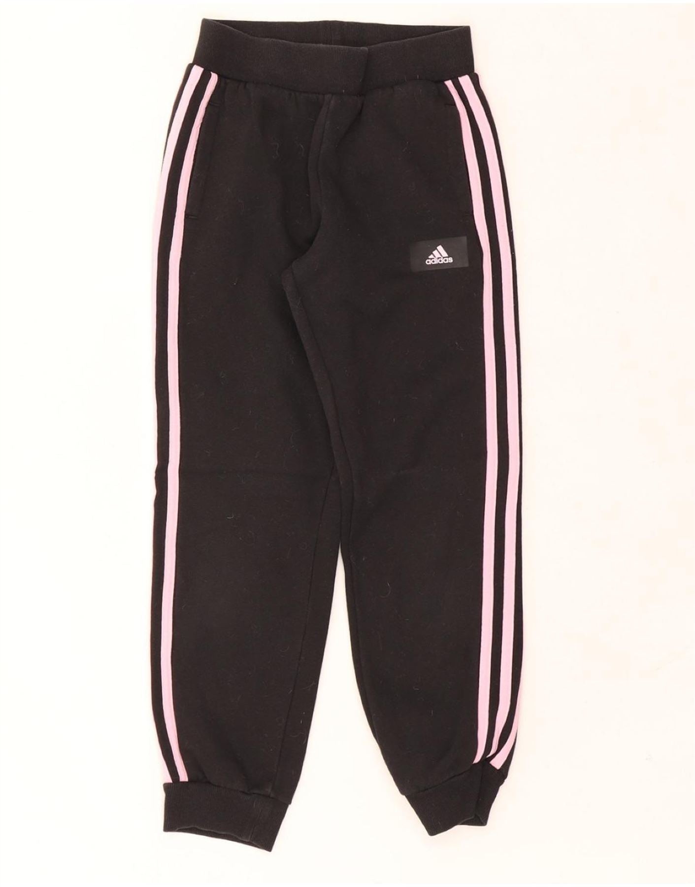 ADIDAS Girls Tracksuit Trousers Joggers 9-10 Years  Black Cotton Vintage Adidas and Second-Hand Adidas from Messina Hembry