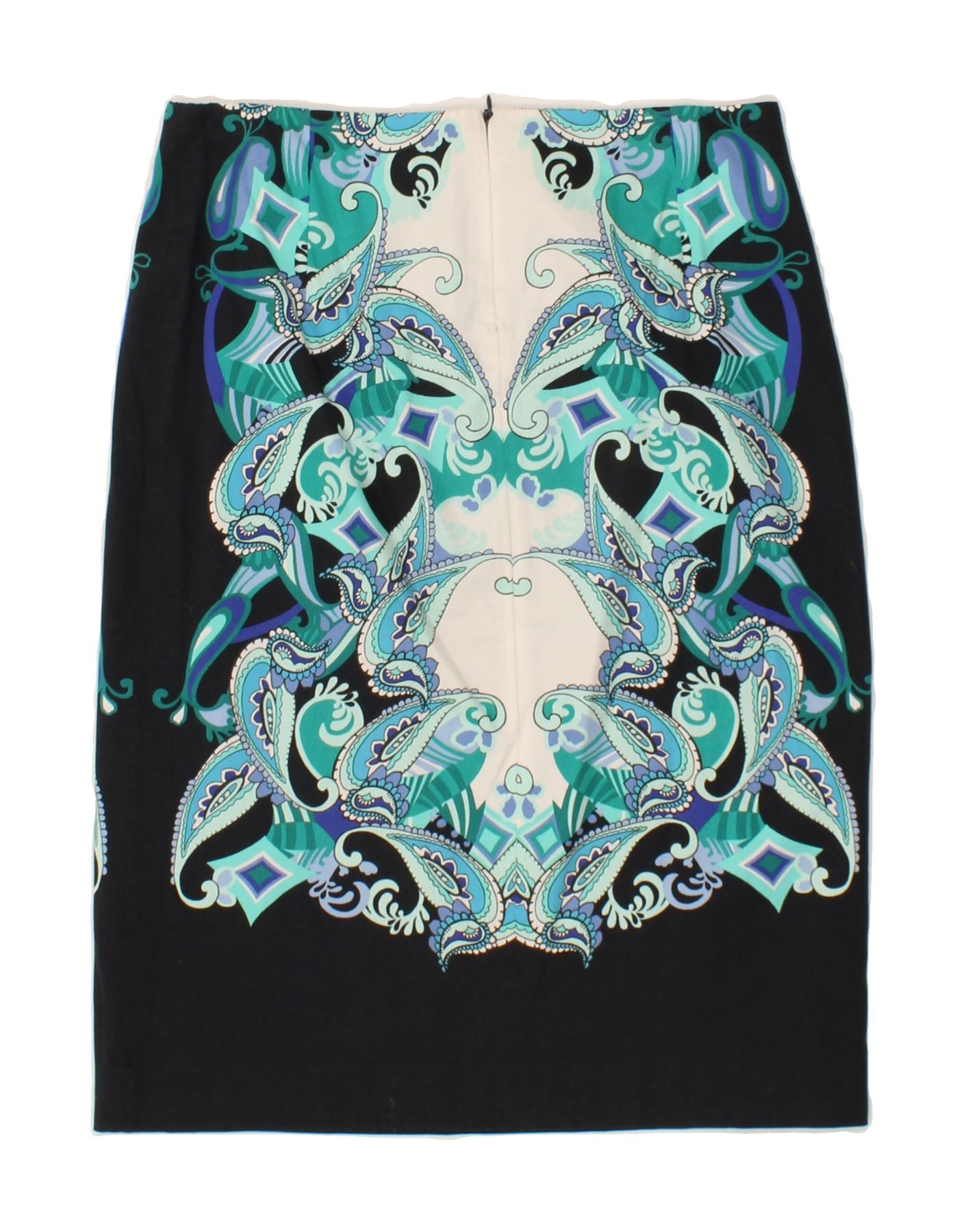 MARELLA Womens Midi Skirt UK 16 Large W32  Blue Paisley Cotton Vintage Marella and Second-Hand Marella from Messina Hembry