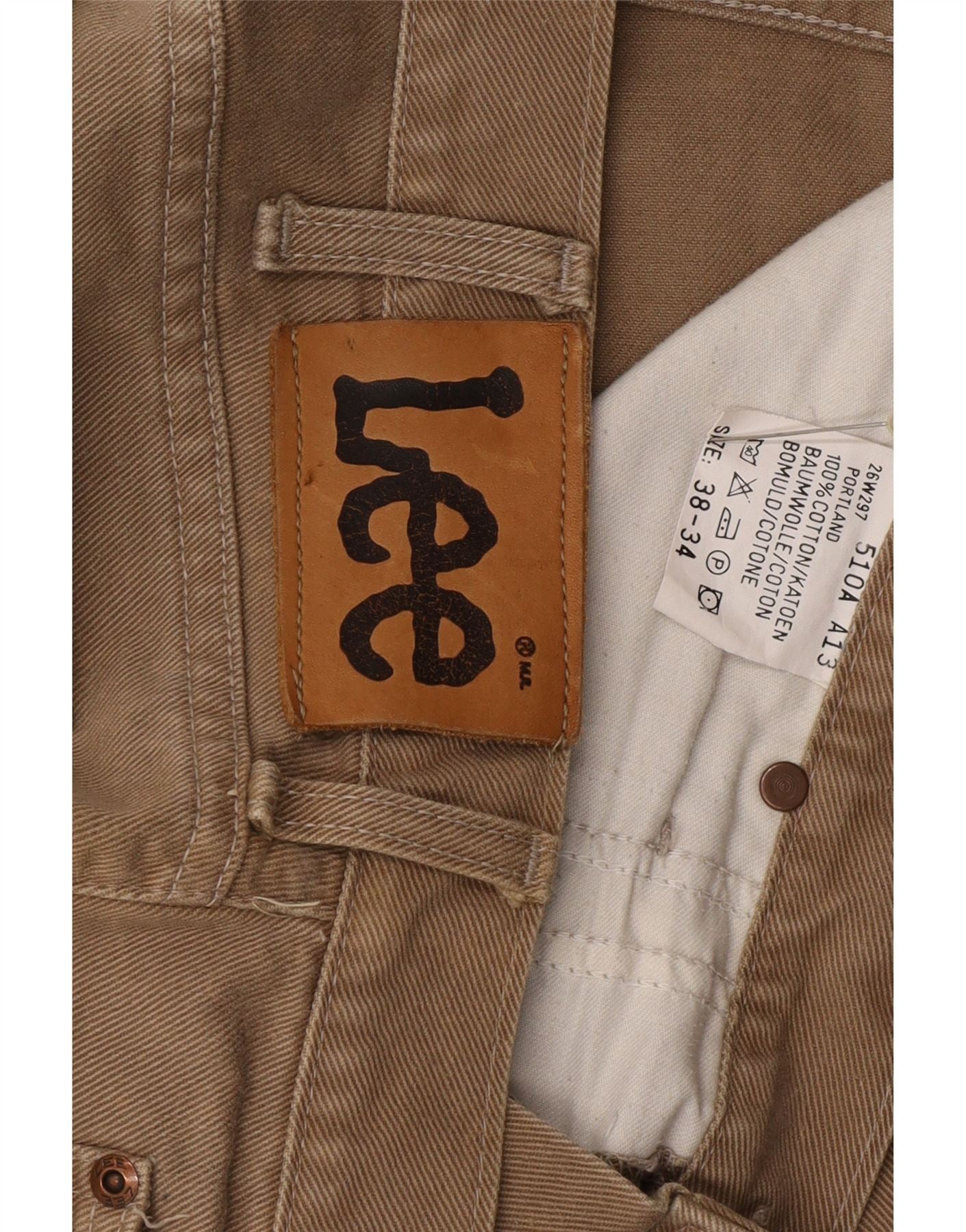 LEE Mens Straight Casual Trousers W38 L34 Brown Cotton Vintage Lee and Second-Hand Lee from Messina Hembry