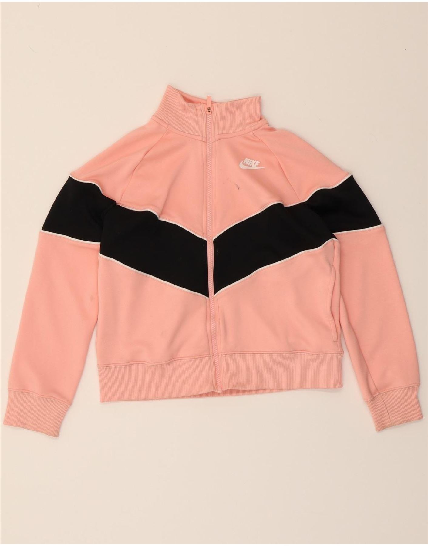 NIKE Girls Crop Tracksuit Top Jacket 13-14 Years XL Pink Colourblock Vintage Nike and Second-Hand Nike from Messina Hembry