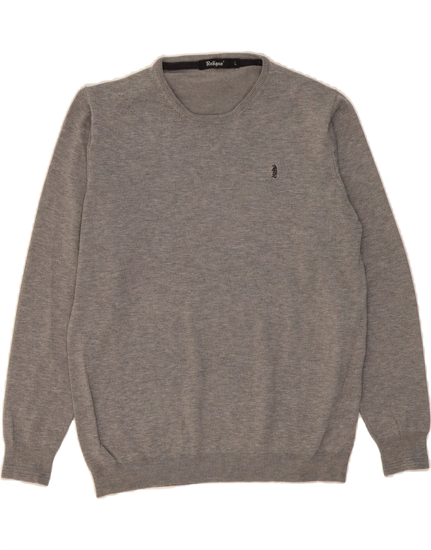 REFRIGUE Womens Crew Neck Jumper Sweater UK 16 Large Grey Viscose Vintage Refrigue and Second-Hand Refrigue from Messina Hembry