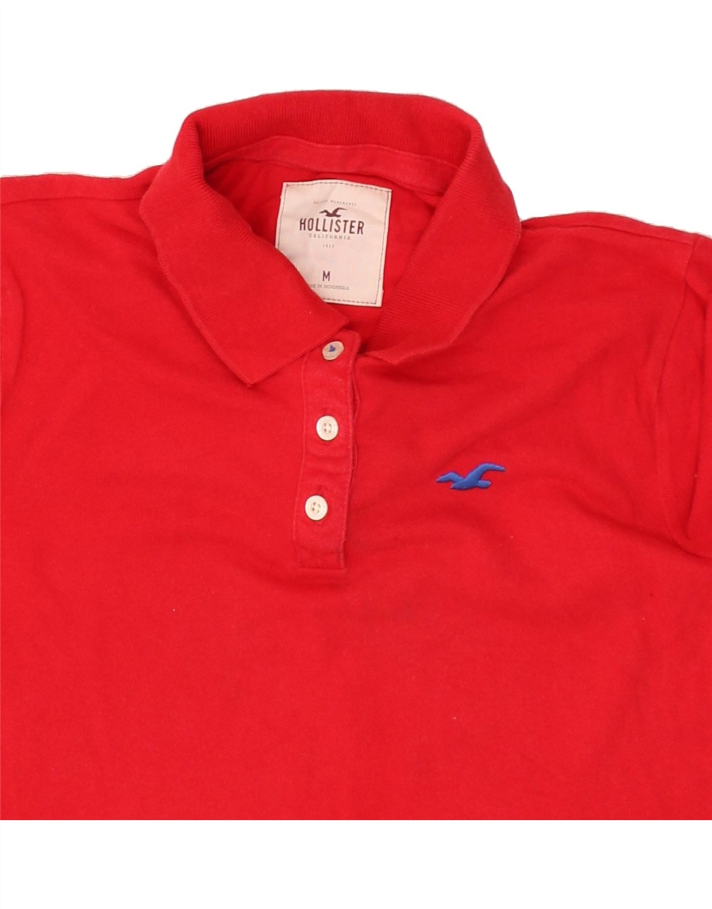 HOLLISTER Womens Polo Shirt UK 12 Medium Red Cotton | Vintage Hollister | Thrift | Second-Hand Hollister | Used Clothing | Messina Hembry