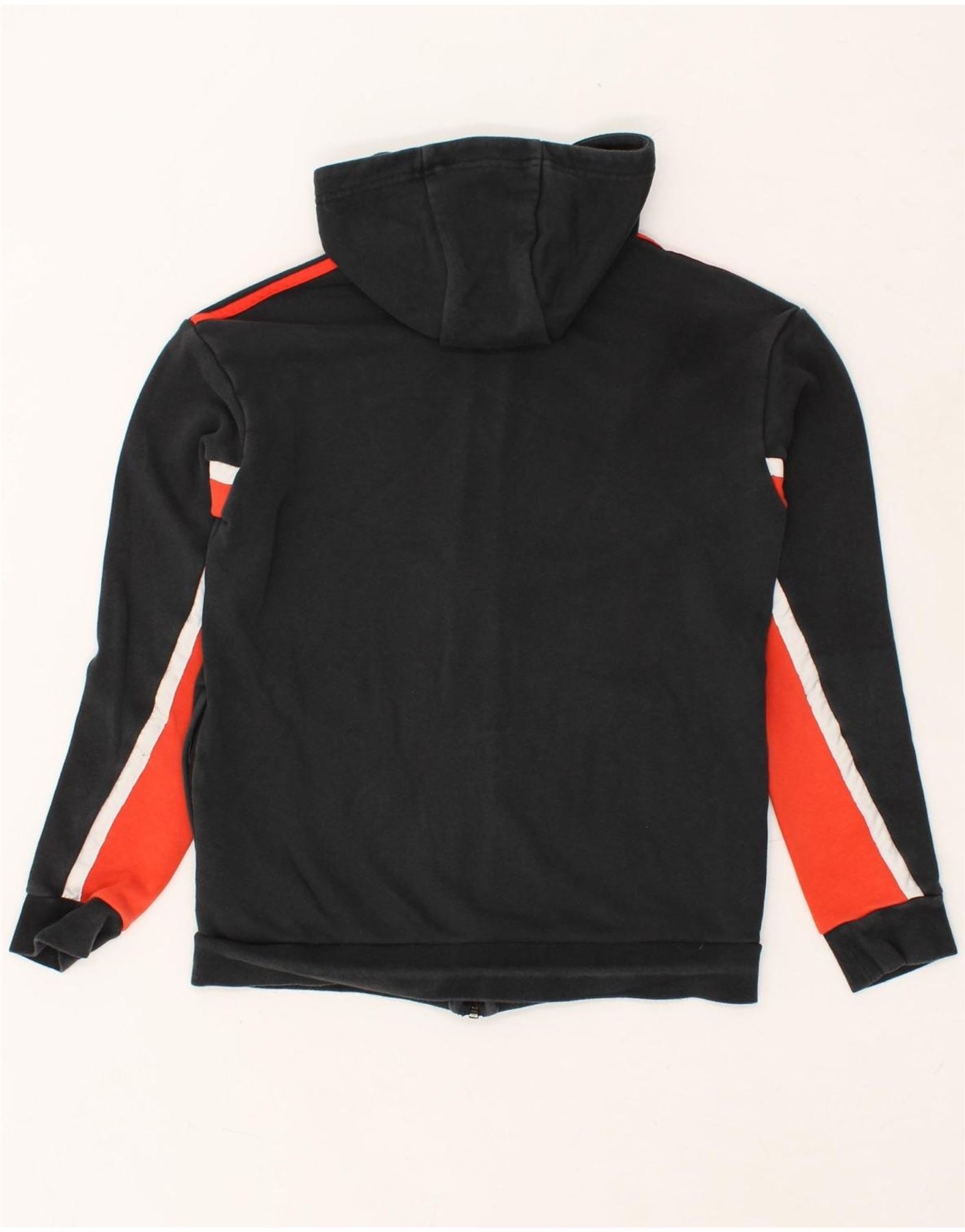 ADIDAS Boys Zip Hoodie Sweater 13-14 Years Black Colourblock Cotton | Vintage Adidas | Thrift | Second-Hand Adidas | Used Clothing | Messina Hembry