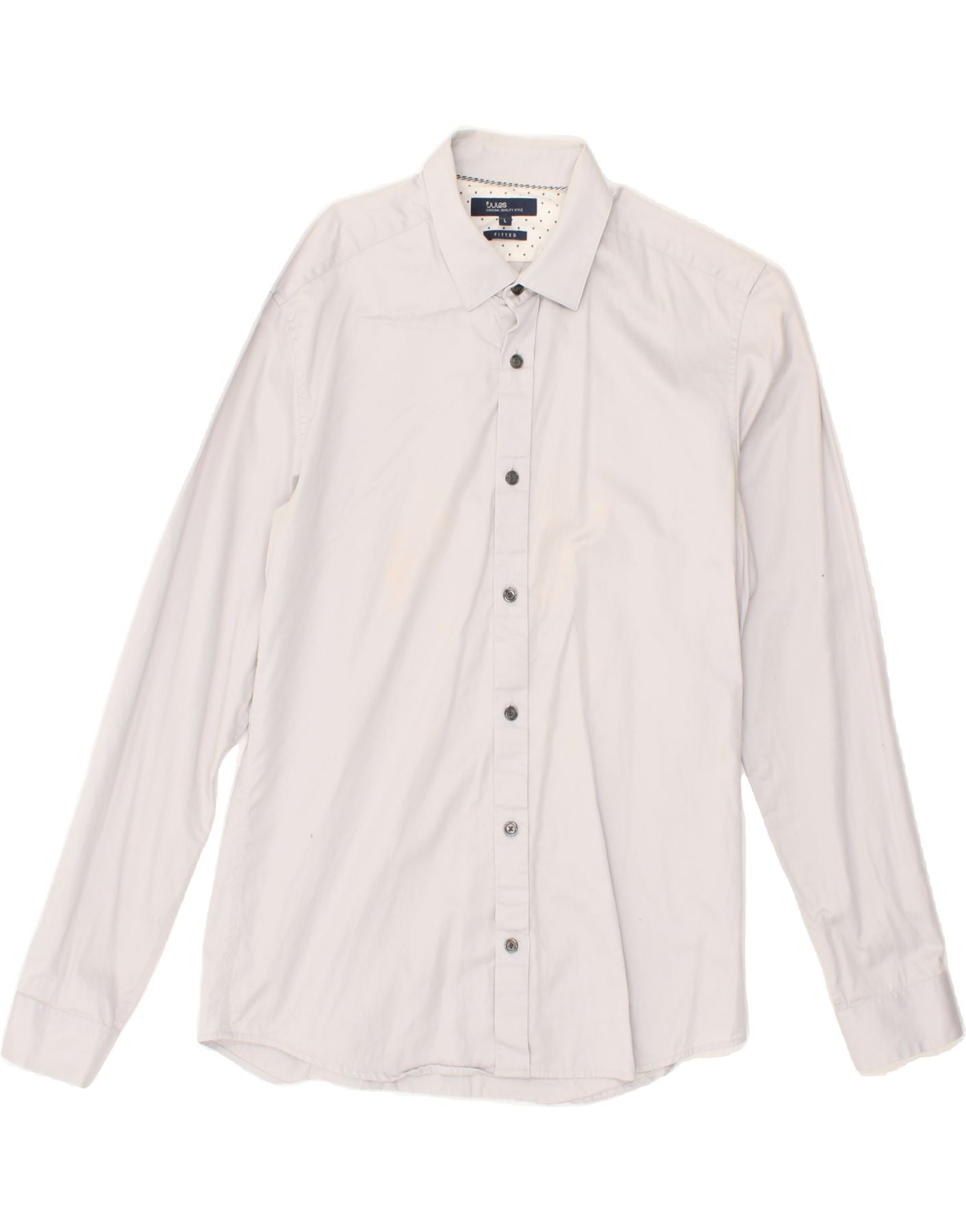 JULES Mens Fitted Shirt Large White Cotton Vintage Jules and Second-Hand Jules from Messina Hembry