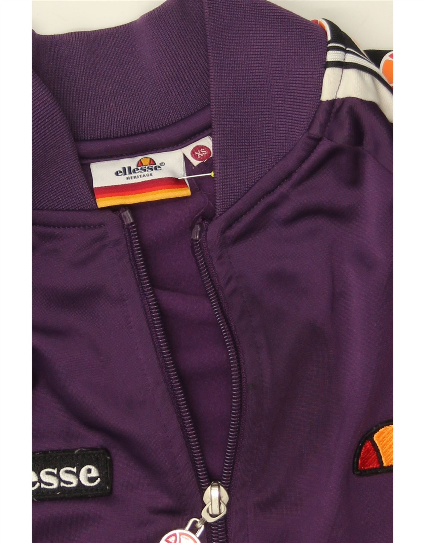 ELLESSE Womens Heritage Loose Fit Tracksuit Top Jacket UK 6 XS Purple Vintage Ellesse and Second-Hand Ellesse from Messina Hembry