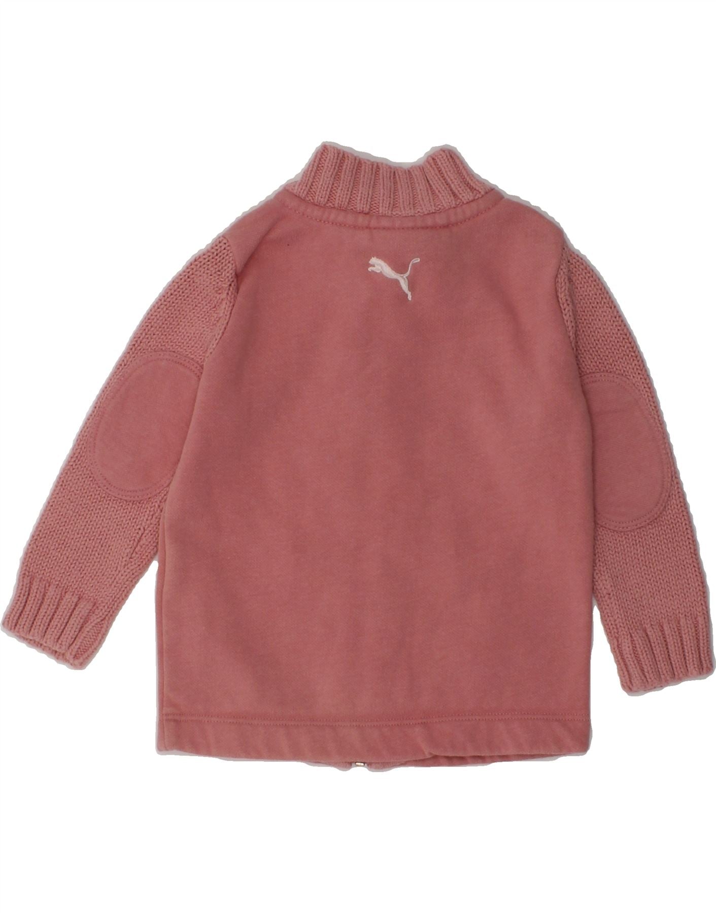PUMA Baby Girls Graphic Cardigan Sweater 3-6 Months Pink Cotton | Vintage Puma | Thrift | Second-Hand Puma | Used Clothing | Messina Hembry