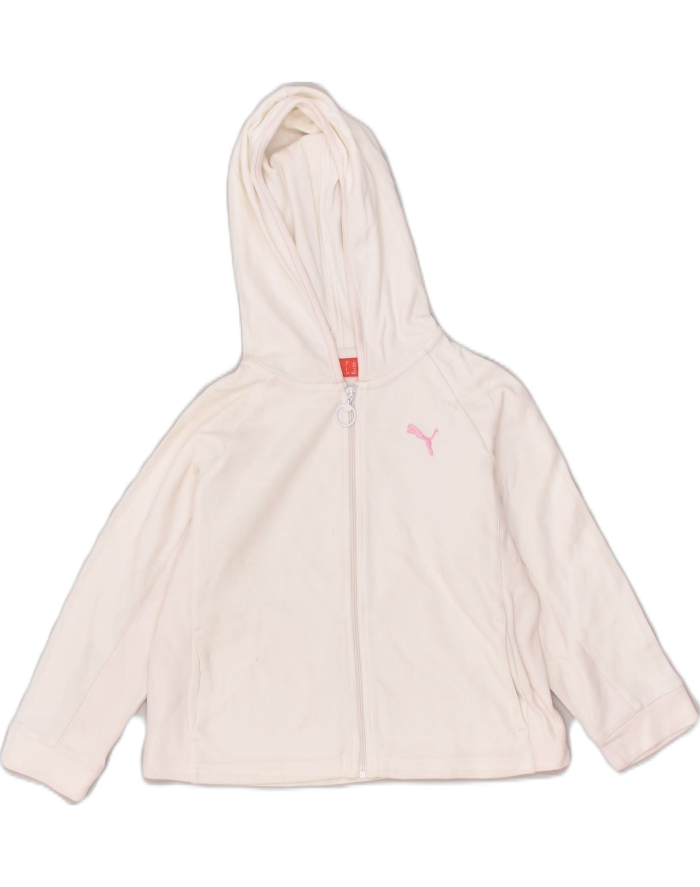 PUMA Girls Zip Hoodie Sweater 3-4 Years White Cotton | Vintage Puma | Thrift | Second-Hand Puma | Used Clothing | Messina Hembry