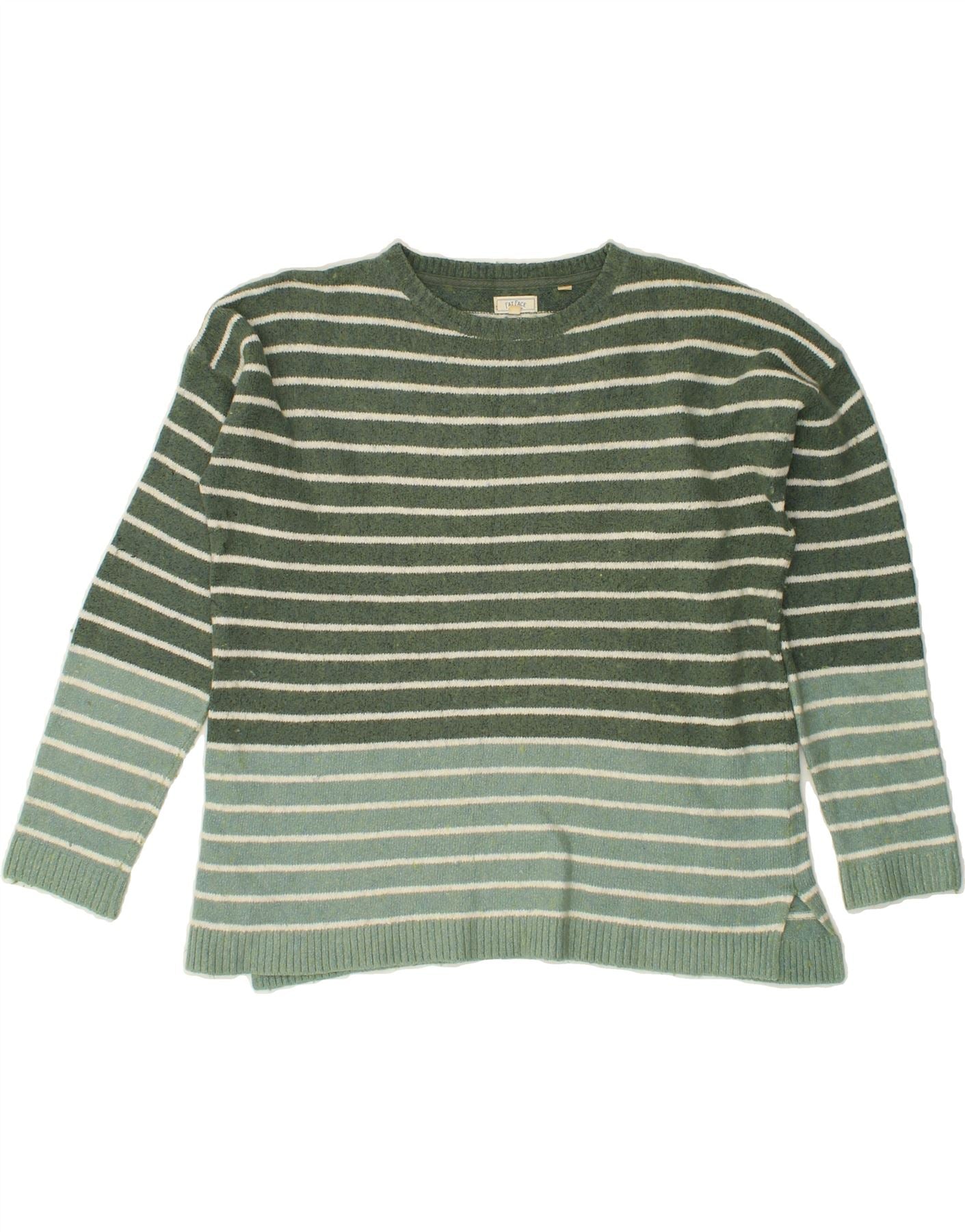 FAT FACE Womens Oversized Boat Neck Jumper Sweater UK 12 Medium  Green Vintage Fat Face and Second-Hand Fat Face from Messina Hembry