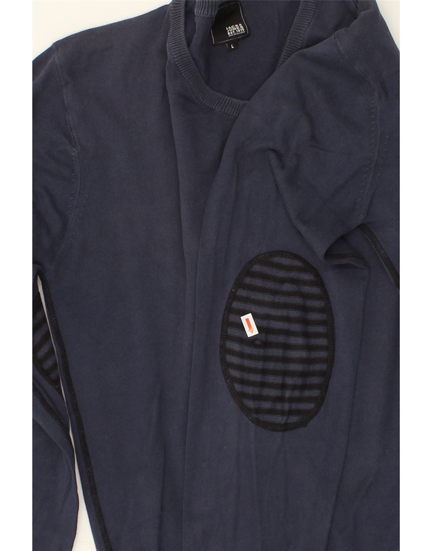 JACK & JONES Mens V-Neck Jumper Sweater Large Navy Blue | Vintage Jack & Jones | Thrift | Second-Hand Jack & Jones | Used Clothing | Messina Hembry