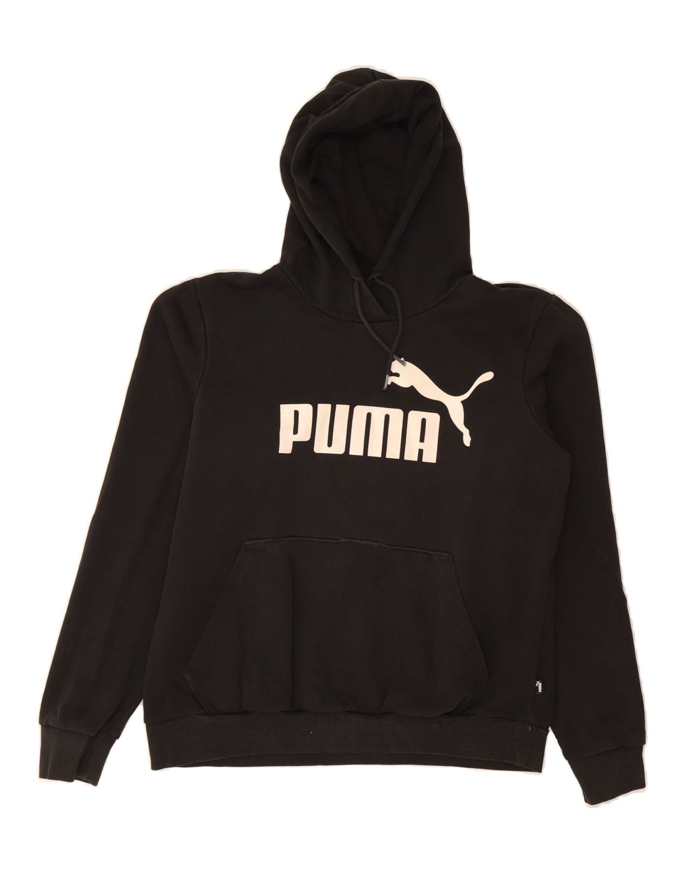 PUMA Womens Graphic Hoodie Jumper UK 16 Large  Black Cotton Vintage Puma and Second-Hand Puma from Messina Hembry