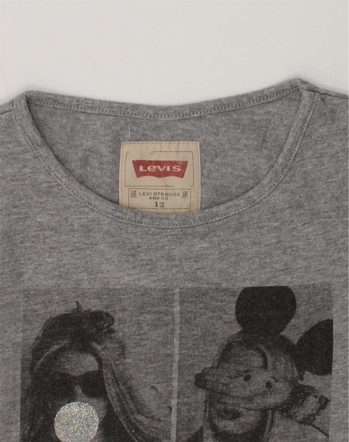 LEVI'S Girls Graphic Top Long Sleeve 11-12 Years Grey | Vintage Levi's | Thrift | Second-Hand Levi's | Used Clothing | Messina Hembry