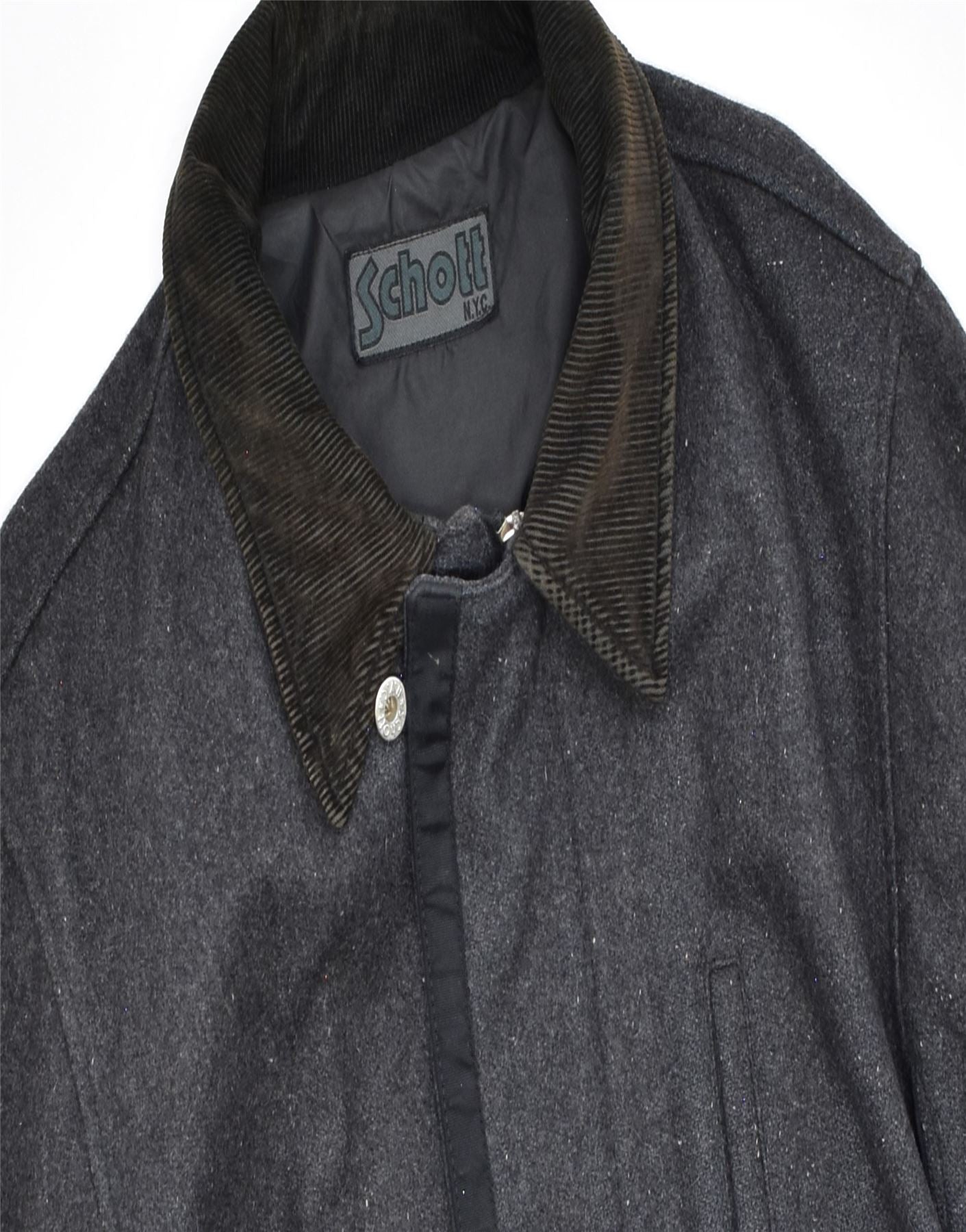 SCHOTT Mens Overcoat UK 40 Large Grey Wool Vintage Schott and Second-Hand Schott from Messina Hembry