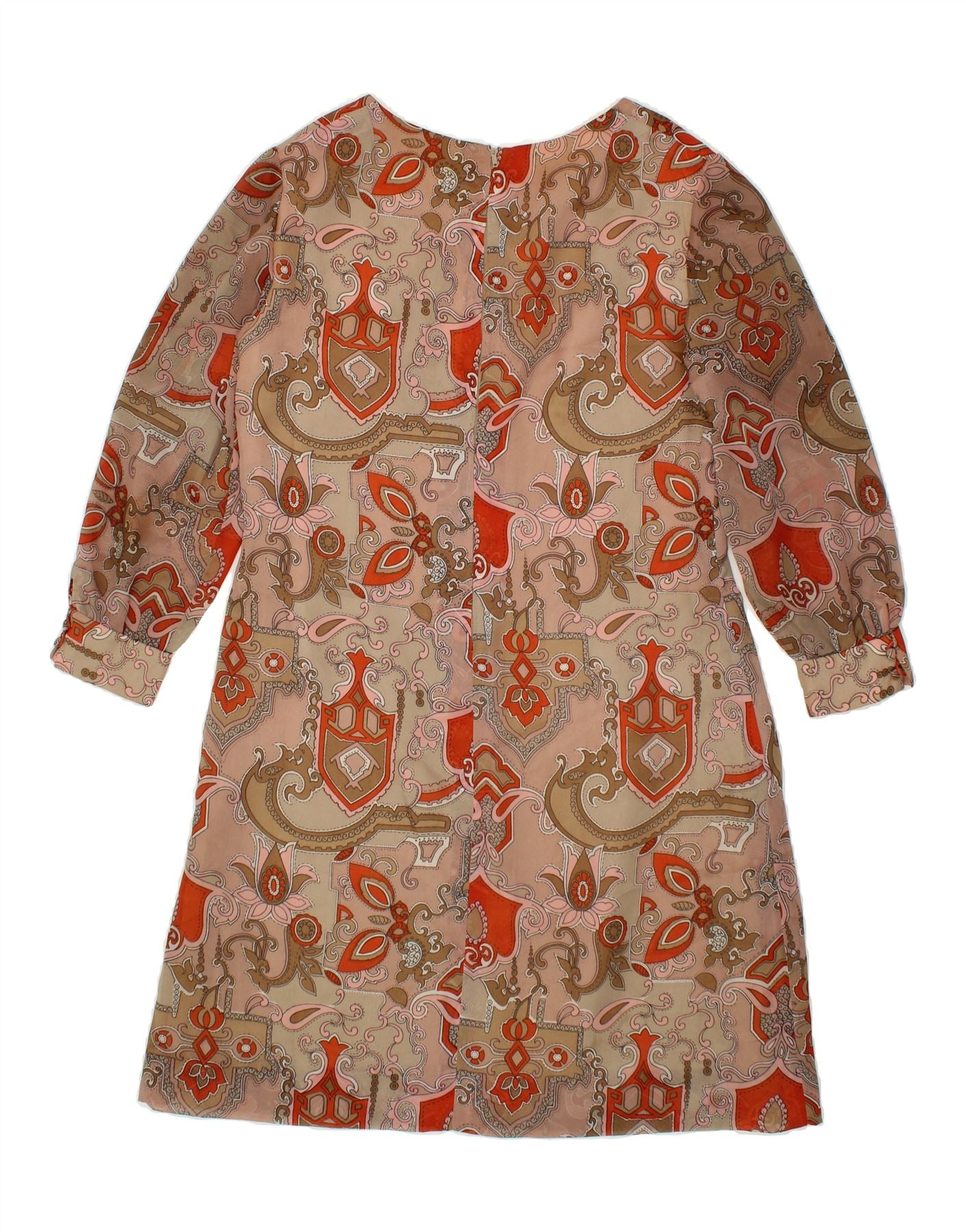 VINTAGE Womens 3/4 Sleeve Sheath Dress UK 12 Medium Multicoloured Paisley Vintage Vintage and Second-Hand Vintage from Messina Hembry
