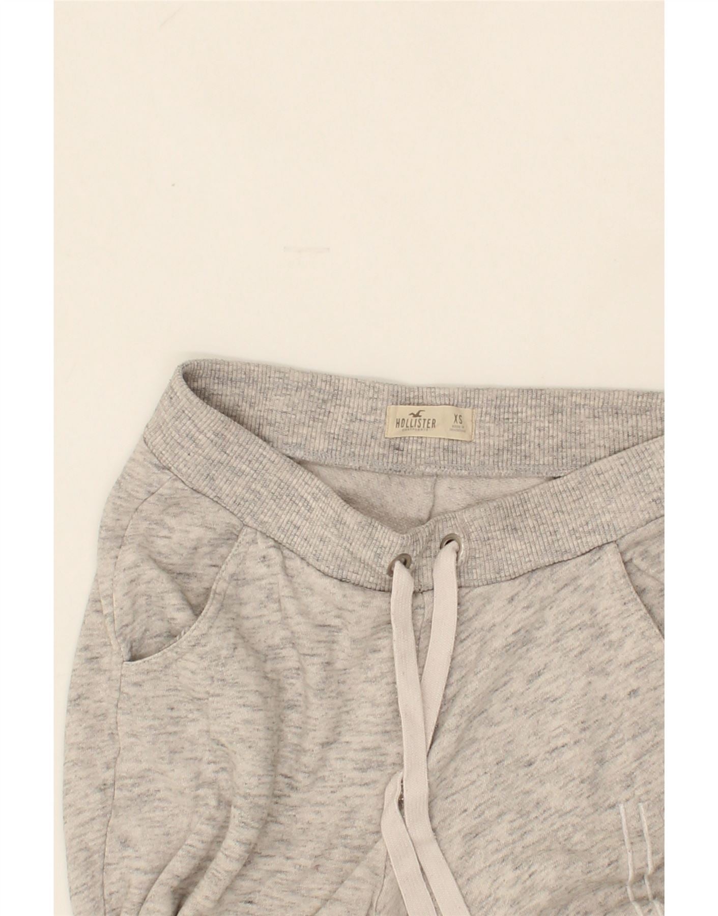 HOLLISTER Womens Graphic Tracksuit Trousers Joggers UK 6 XS Grey Cotton Vintage Hollister and Second-Hand Hollister from Messina Hembry