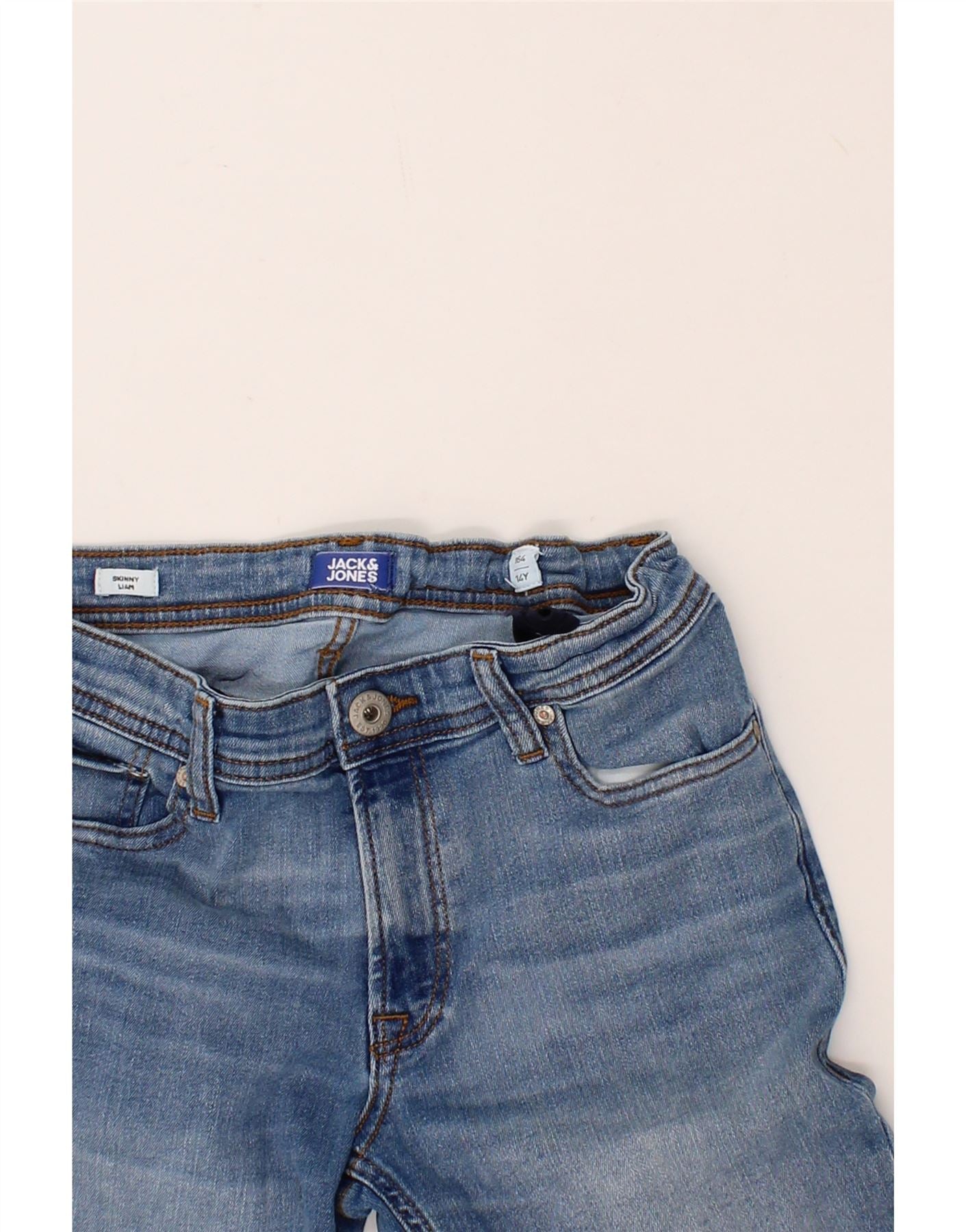 JACK & JONES Boys Liam Skinny Jeans 13-14 Years W28 L28  Blue Cotton Vintage Jack & Jones and Second-Hand Jack & Jones from Messina Hembry