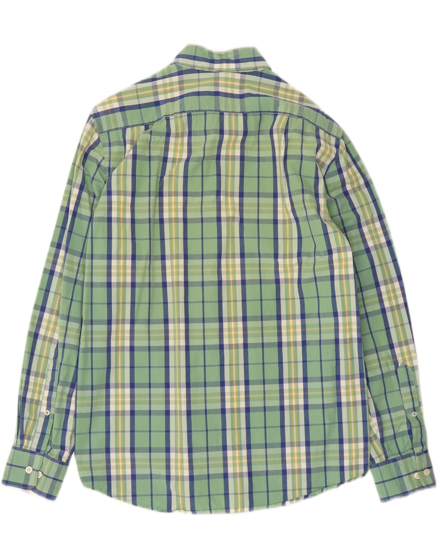 IZOD Mens Slim Fit Shirt Medium Green Check Cotton Vintage Izod and Second-Hand Izod from Messina Hembry