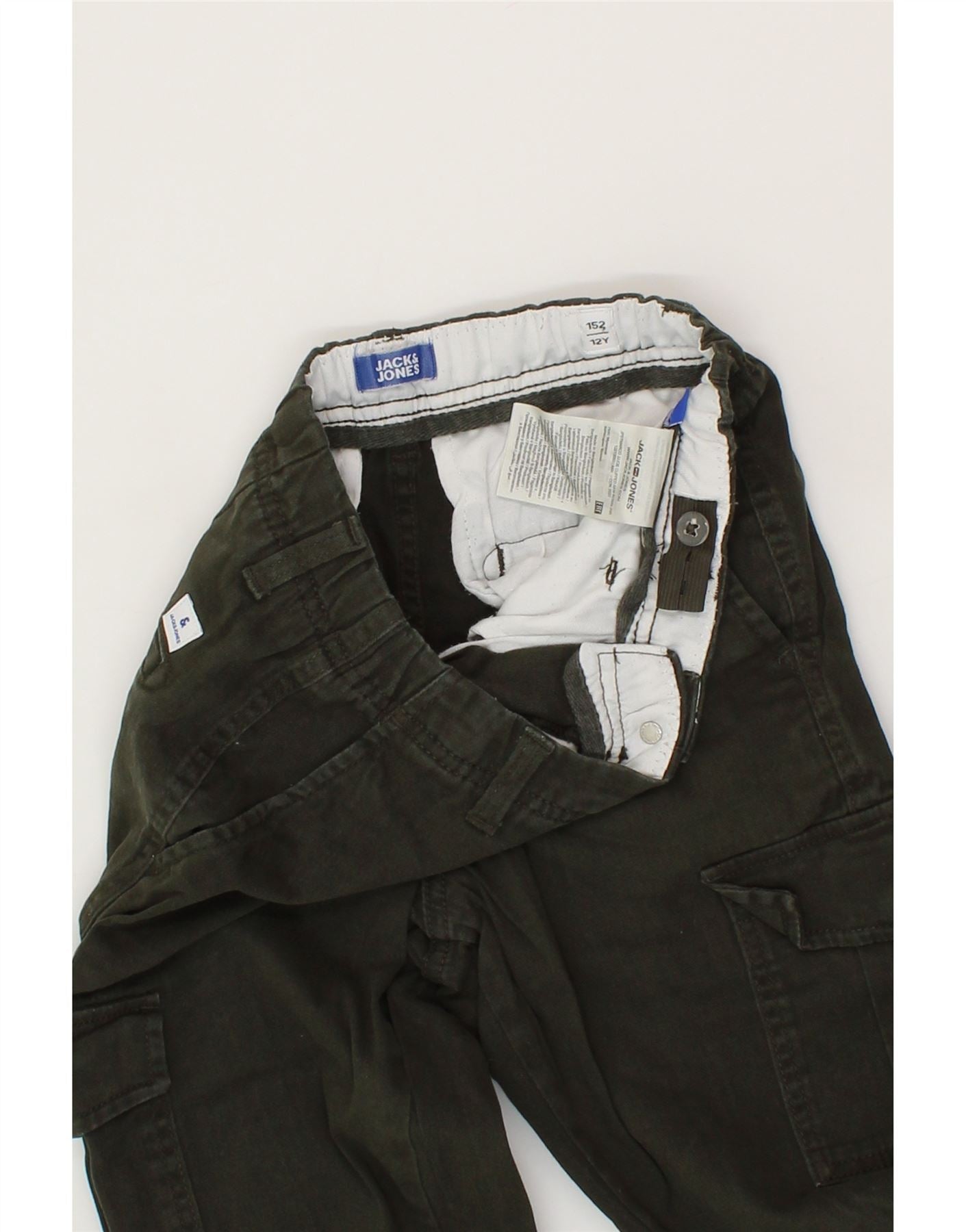 JACK & JONES Boys Joggers Cargo Trousers 11-12 Years W24 L27 Green Cotton Vintage Jack & Jones and Second-Hand Jack & Jones from Messina Hembry