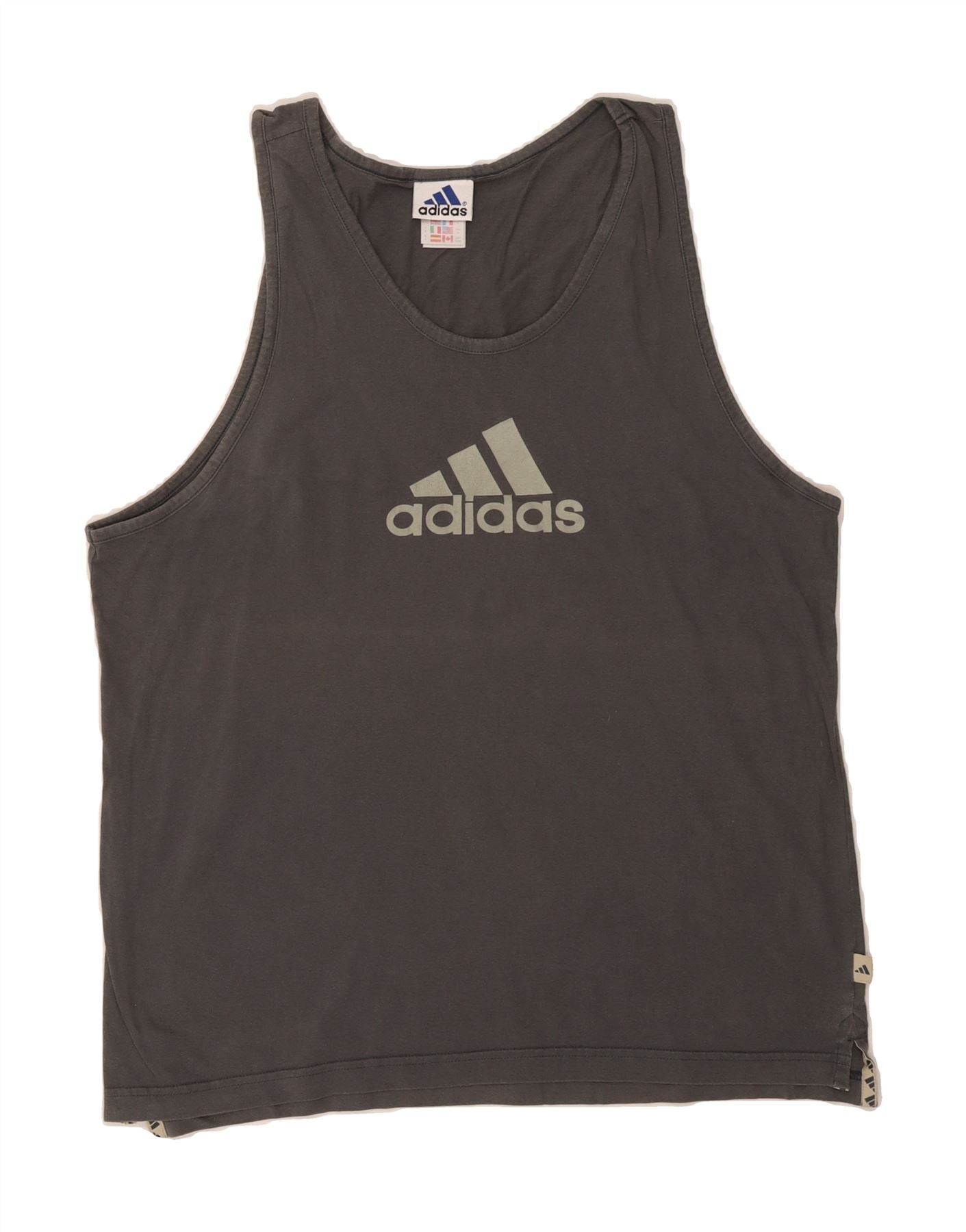 ADIDAS Mens Graphic Vest Top UK 40/42 Medium Grey Cotton Vintage Adidas and Second-Hand Adidas from Messina Hembry
