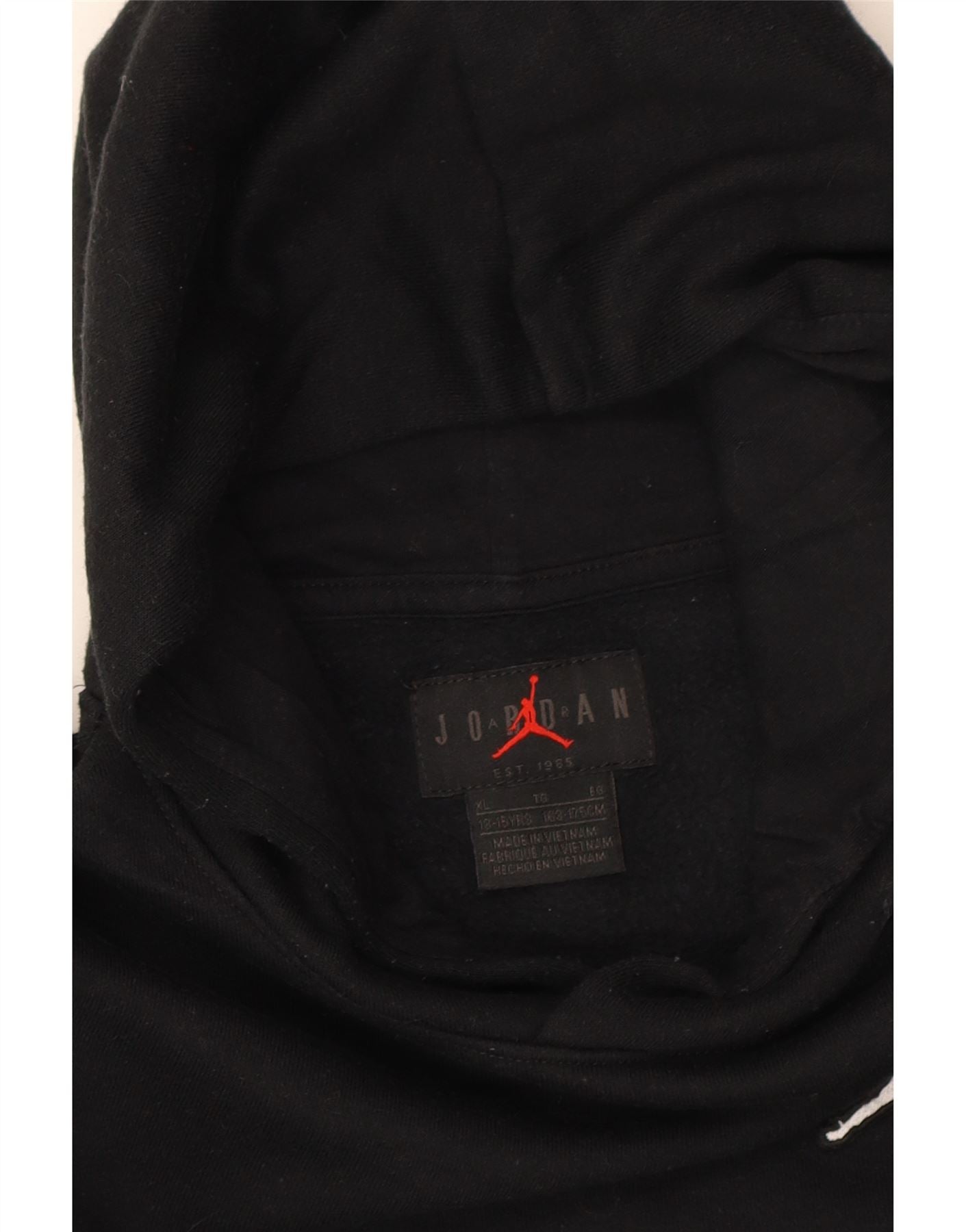 JORDAN Boys Hoodie Jumper 13-14 Years XL Black Cotton Vintage Jordan and Second-Hand Jordan from Messina Hembry