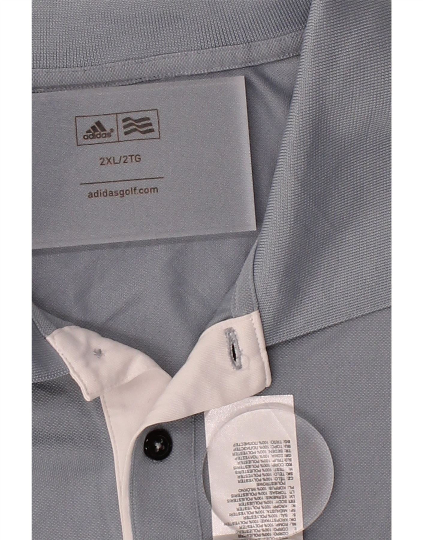 ADIDAS Mens Polo Shirt 2XL Grey Polyester Vintage Adidas and Second-Hand Adidas from Messina Hembry