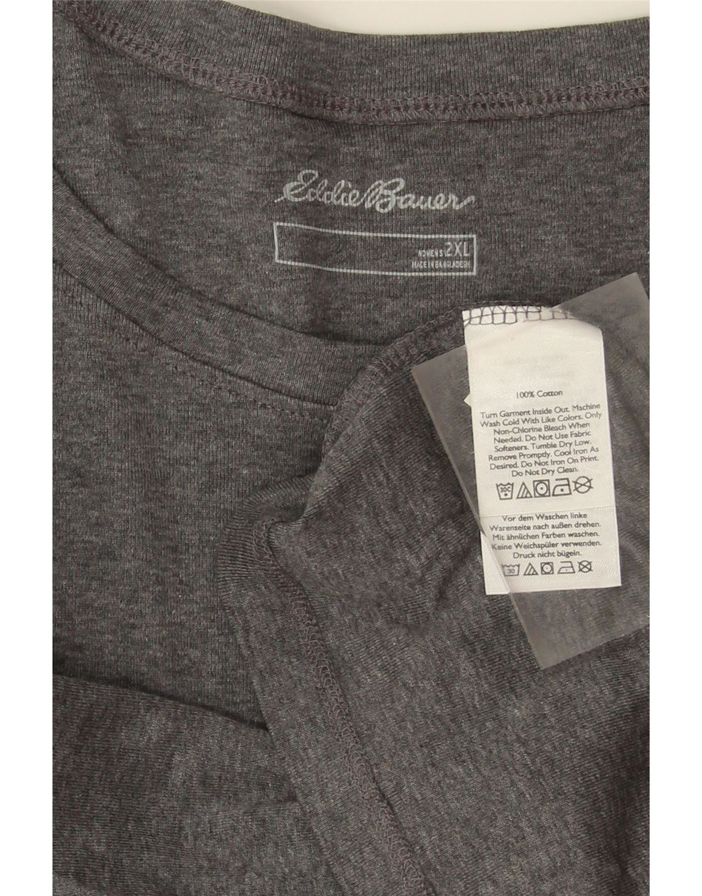 EDDIE BAUER Womens Top Long Sleeve UK 20 2XL Grey Cotton Vintage Eddie Bauer and Second-Hand Eddie Bauer from Messina Hembry