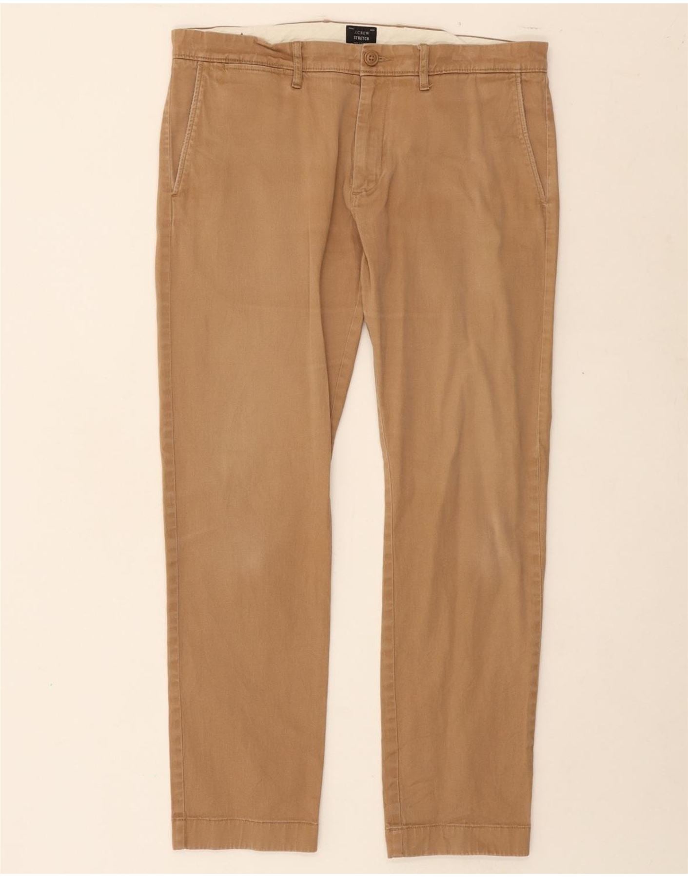 J. CREW Mens Straight Chino Trousers W32 L30 Brown Cotton Vintage J. Crew and Second-Hand J. Crew from Messina Hembry
