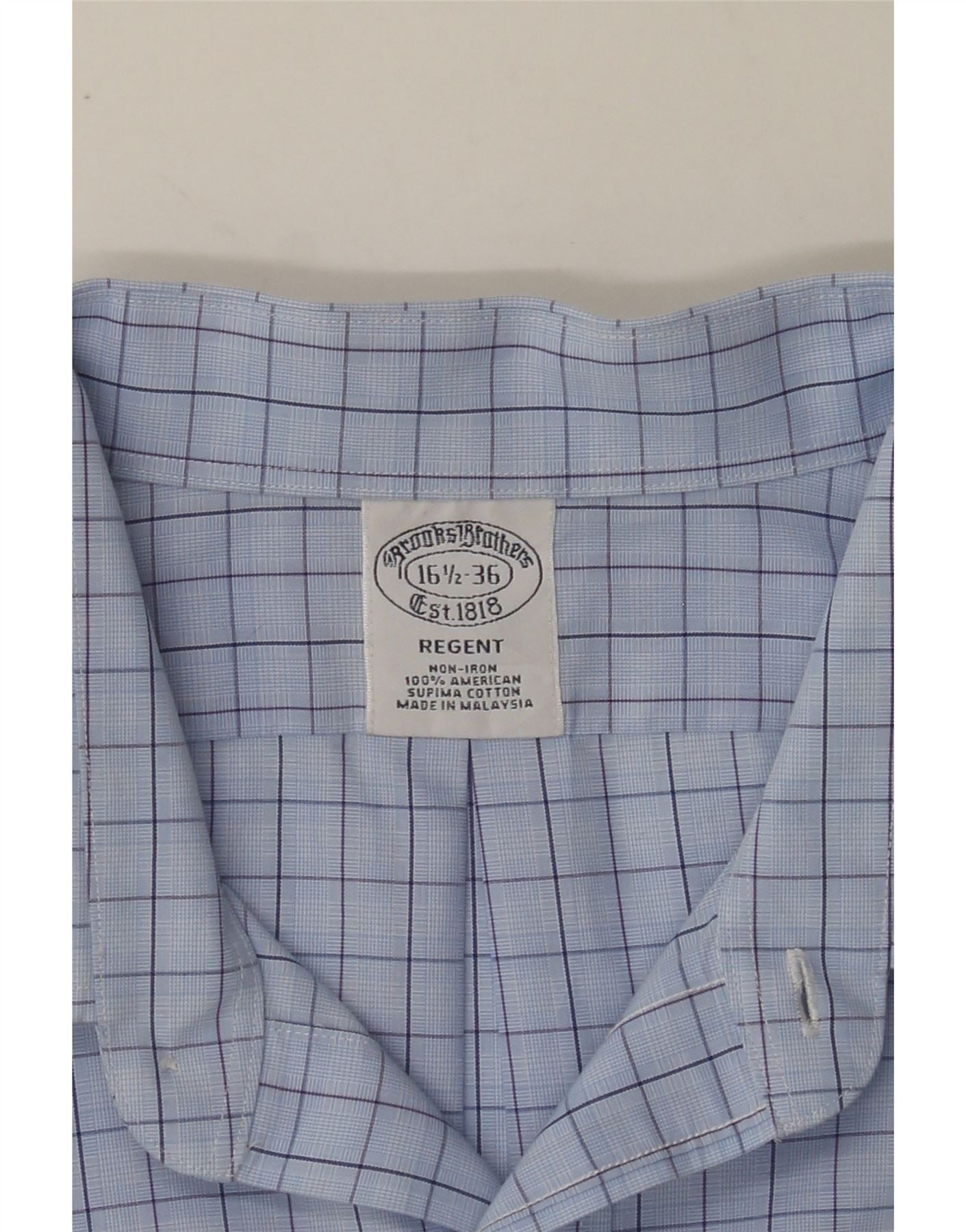 BROOKS BROTHERS Mens Regent Shirt Size 16 1/2 Large Blue Check Cotton Vintage Brooks Brothers and Second-Hand Brooks Brothers from Messina Hembry