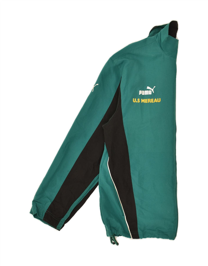 PUMA Mens Tracksuit Top Jacket Medium Green Colourblock Polyester | Vintage Puma | Thrift | Second-Hand Puma | Used Clothing | Messina Hembry 