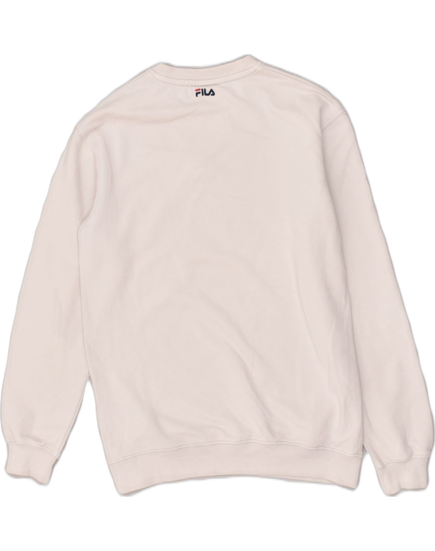 FILA Mens Graphic Sweatshirt Jumper Small White Cotton | Vintage Fila | Thrift | Second-Hand Fila | Used Clothing | Messina Hembry