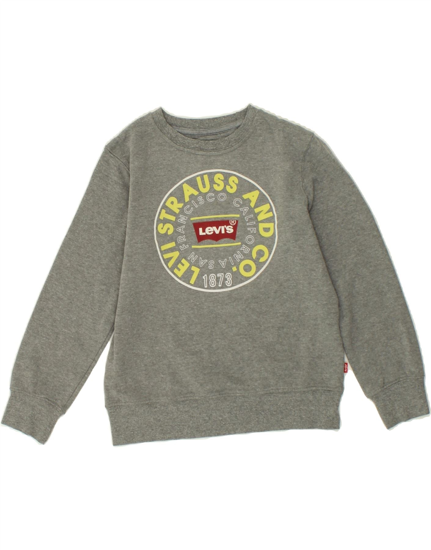 LEVI'S Boys Graphic Sweatshirt Jumper 11-12 Years Grey Cotton Vintage Levi's and Second-Hand Levi's from Messina Hembry