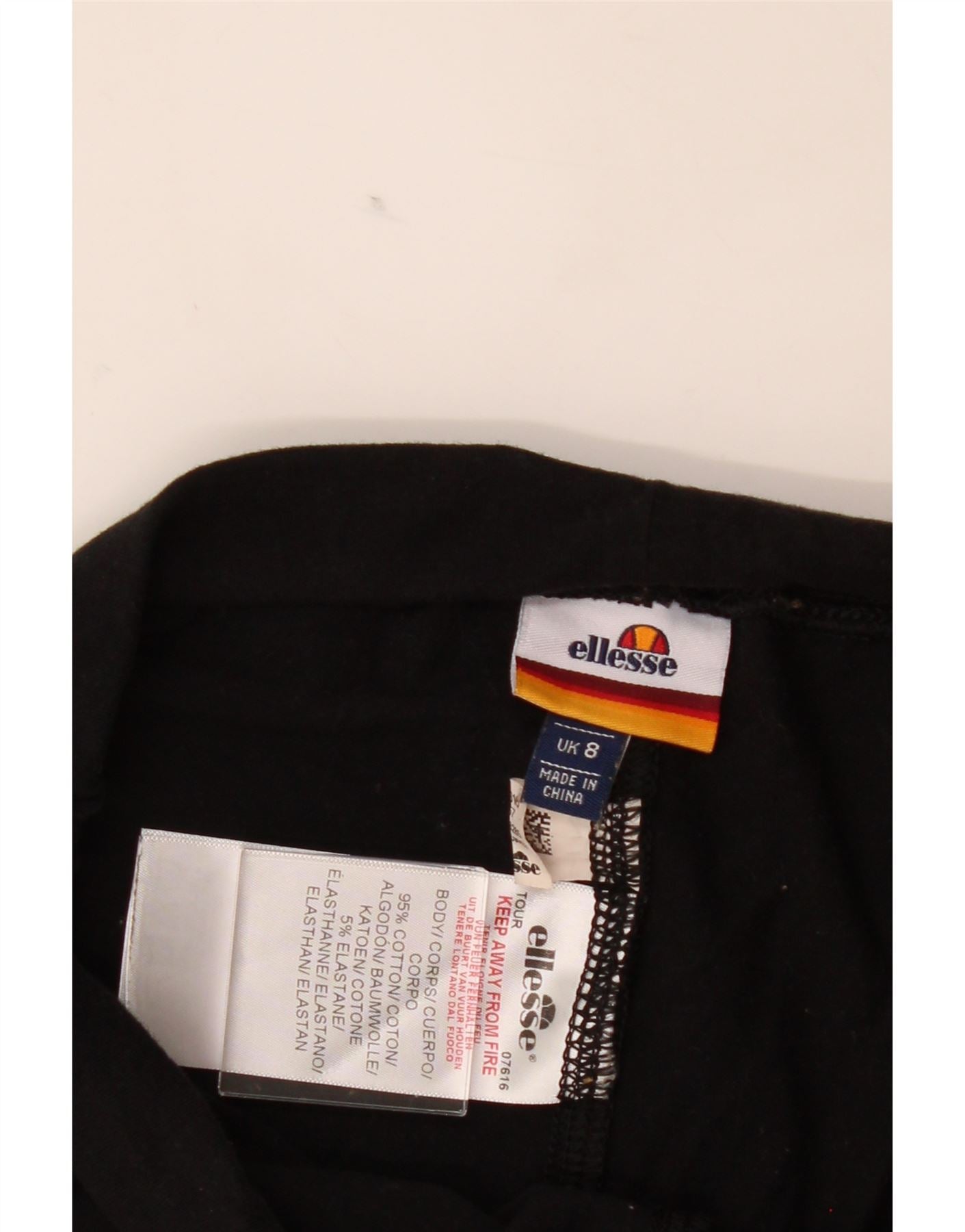 ELLESSE Womens Graphic Sport Shorts UK 8 Small  Black Cotton Vintage Ellesse and Second-Hand Ellesse from Messina Hembry