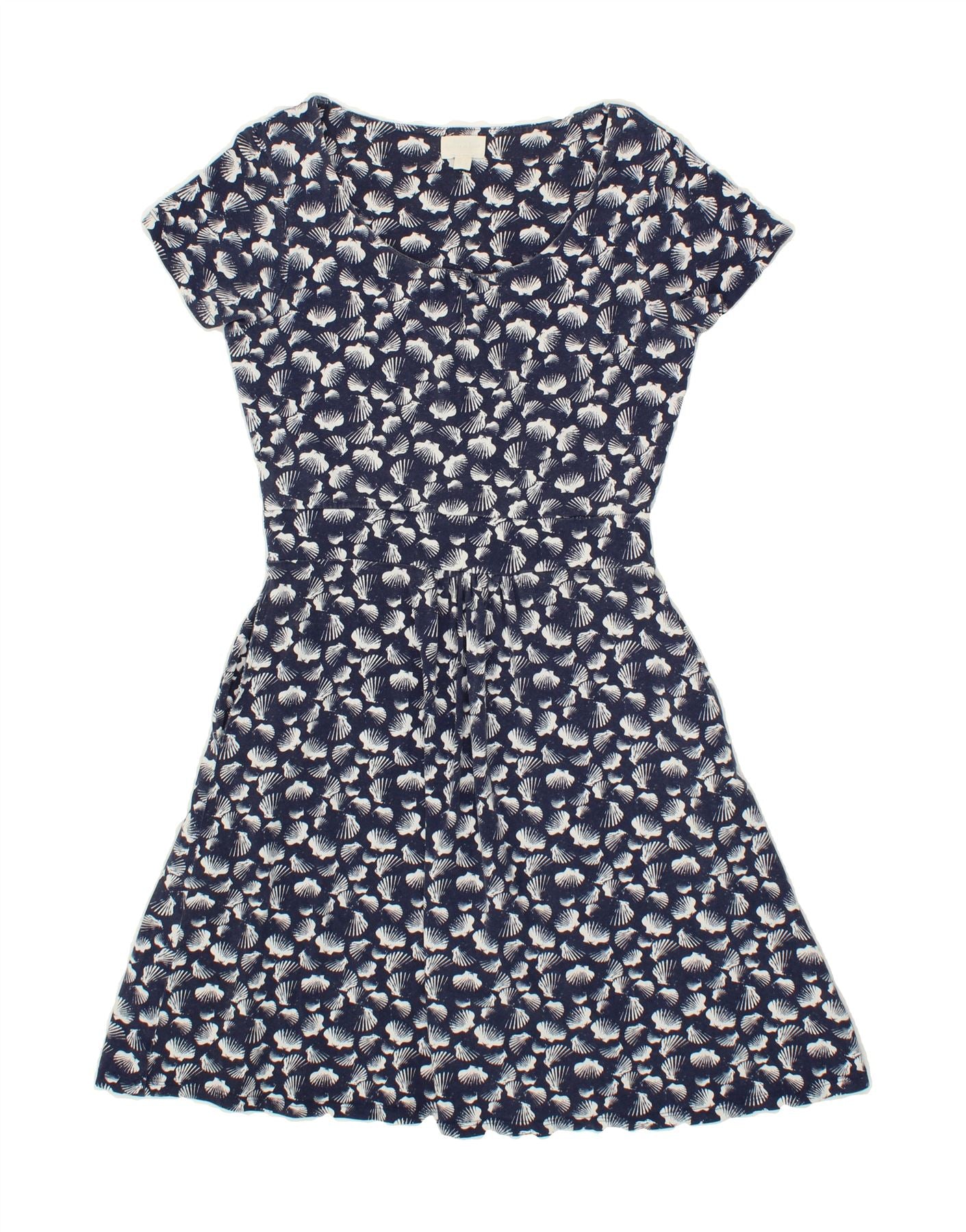 VINTAGE Womens Abstract Pattern Basic Dress UK 12 Medium  Navy Blue Cotton Vintage Vintage and Second-Hand Vintage from Messina Hembry