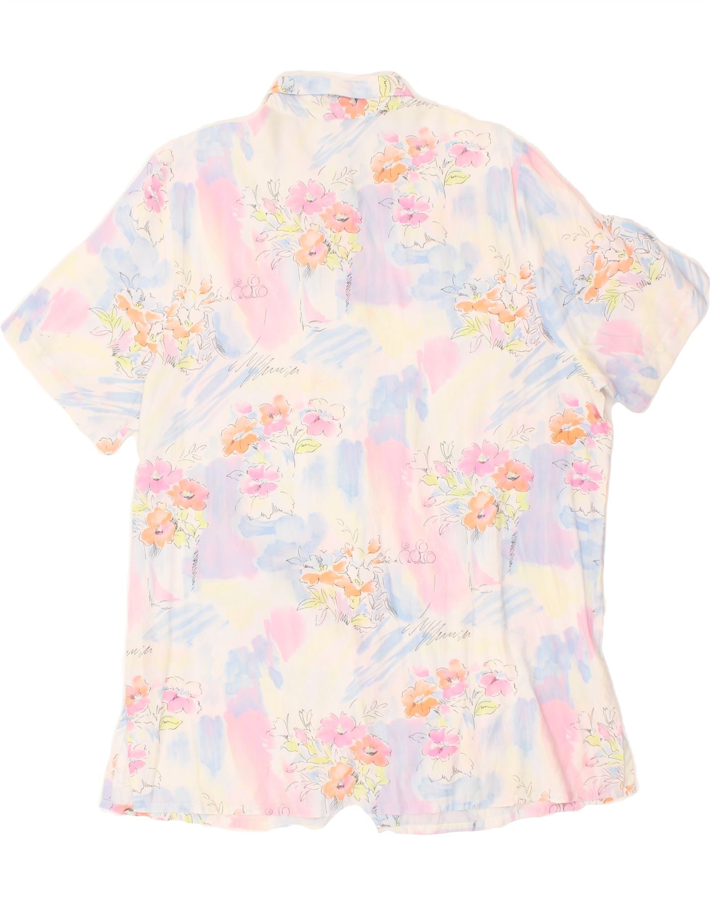 VINTAGE Womens Short Sleeve Shirt EU 48 2XL Pink Floral Viscose | Vintage Vintage | Thrift | Second-Hand Vintage | Used Clothing | Messina Hembry