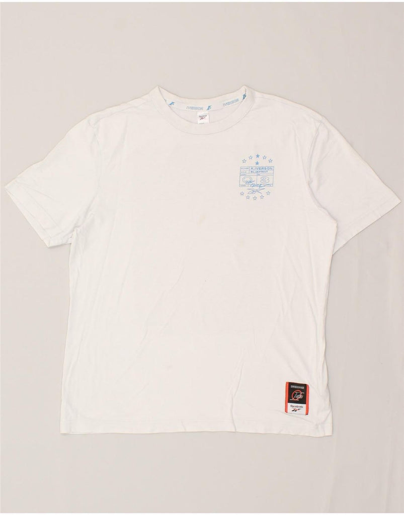 REEBOK Mens Graphic T-Shirt Top Medium White Cotton | Vintage Reebok | Thrift | Second-Hand Reebok | Used Clothing | Messina Hembry 