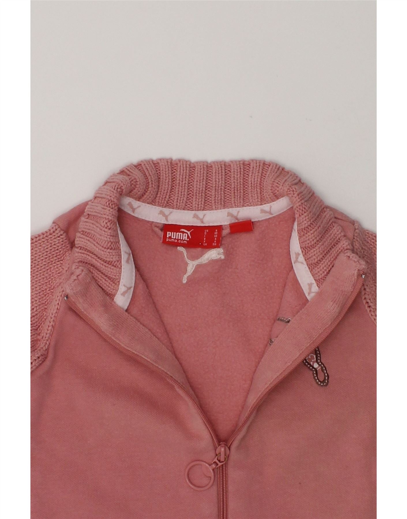 PUMA Baby Girls Graphic Cardigan Sweater 3-6 Months Pink Cotton | Vintage Puma | Thrift | Second-Hand Puma | Used Clothing | Messina Hembry