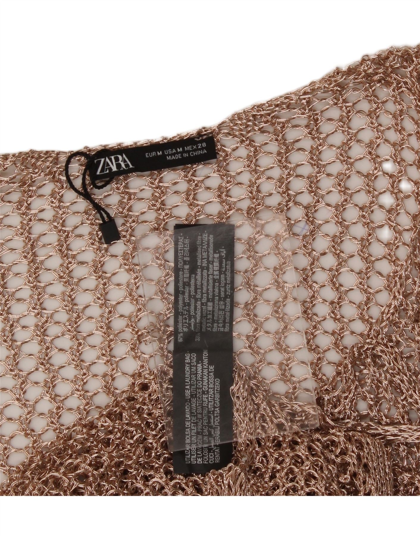 ZARA Womens Sleeveless Crochet Tunic Dress UK 12 Medium Beige Polyester Vintage Zara and Second-Hand Zara from Messina Hembry