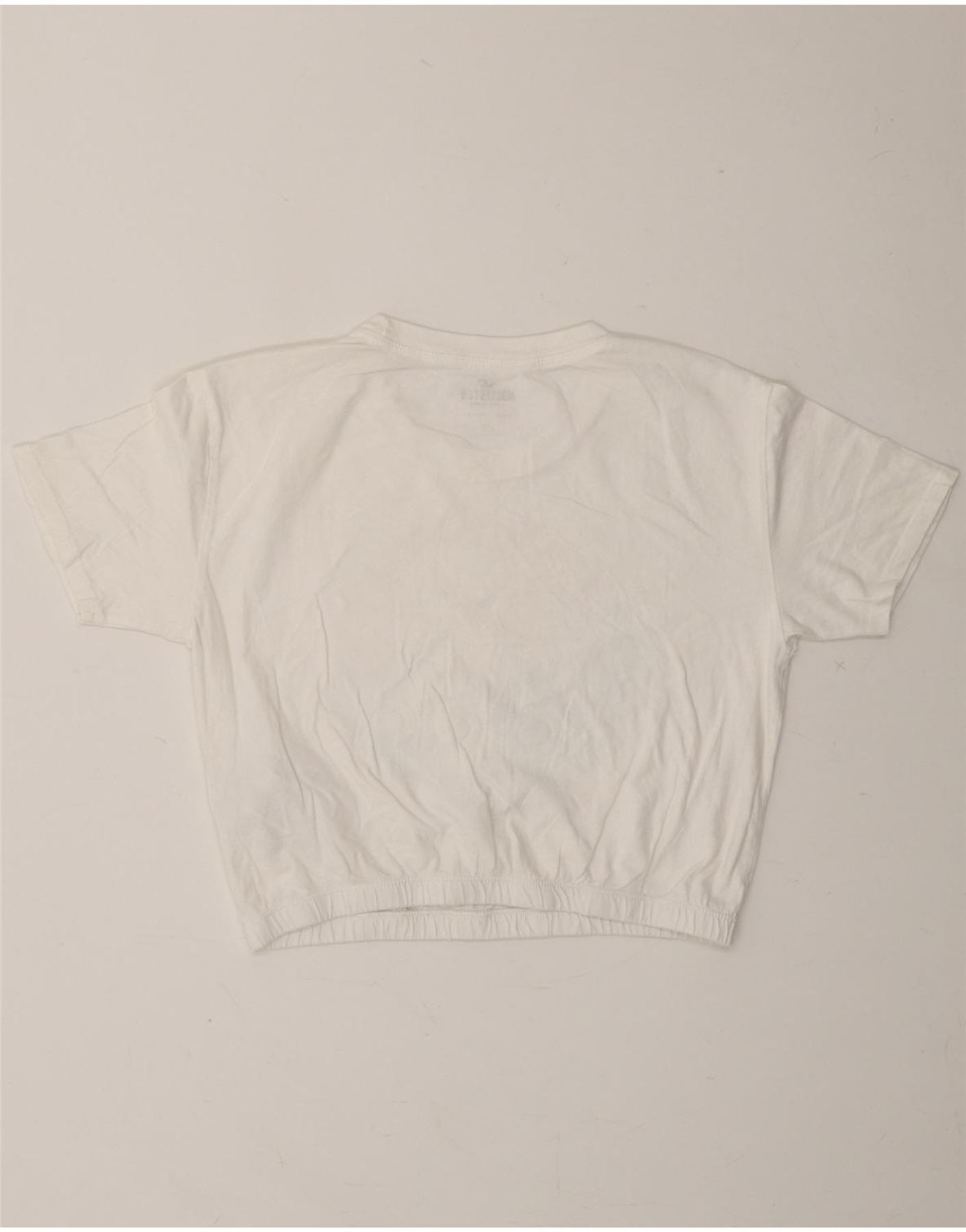 HOLLISTER Womens Crop Graphic T-Shirt Top UK 6 XS White Cotton Vintage Hollister and Second-Hand Hollister from Messina Hembry