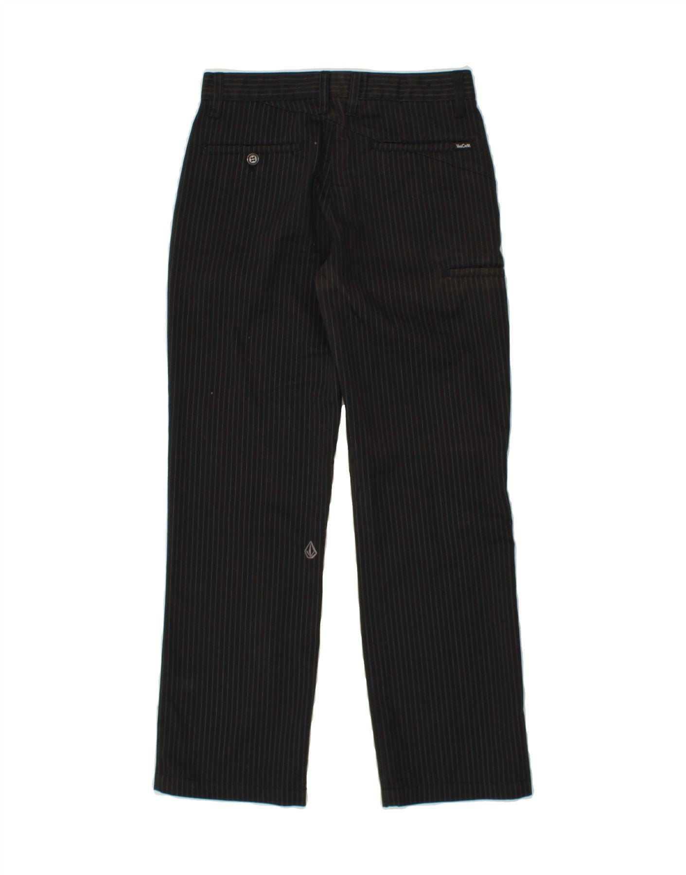 VOLCOM Boys Straight Chino Trousers 13-14 Years W27 L27  Black Striped Vintage Volcom and Second-Hand Volcom from Messina Hembry