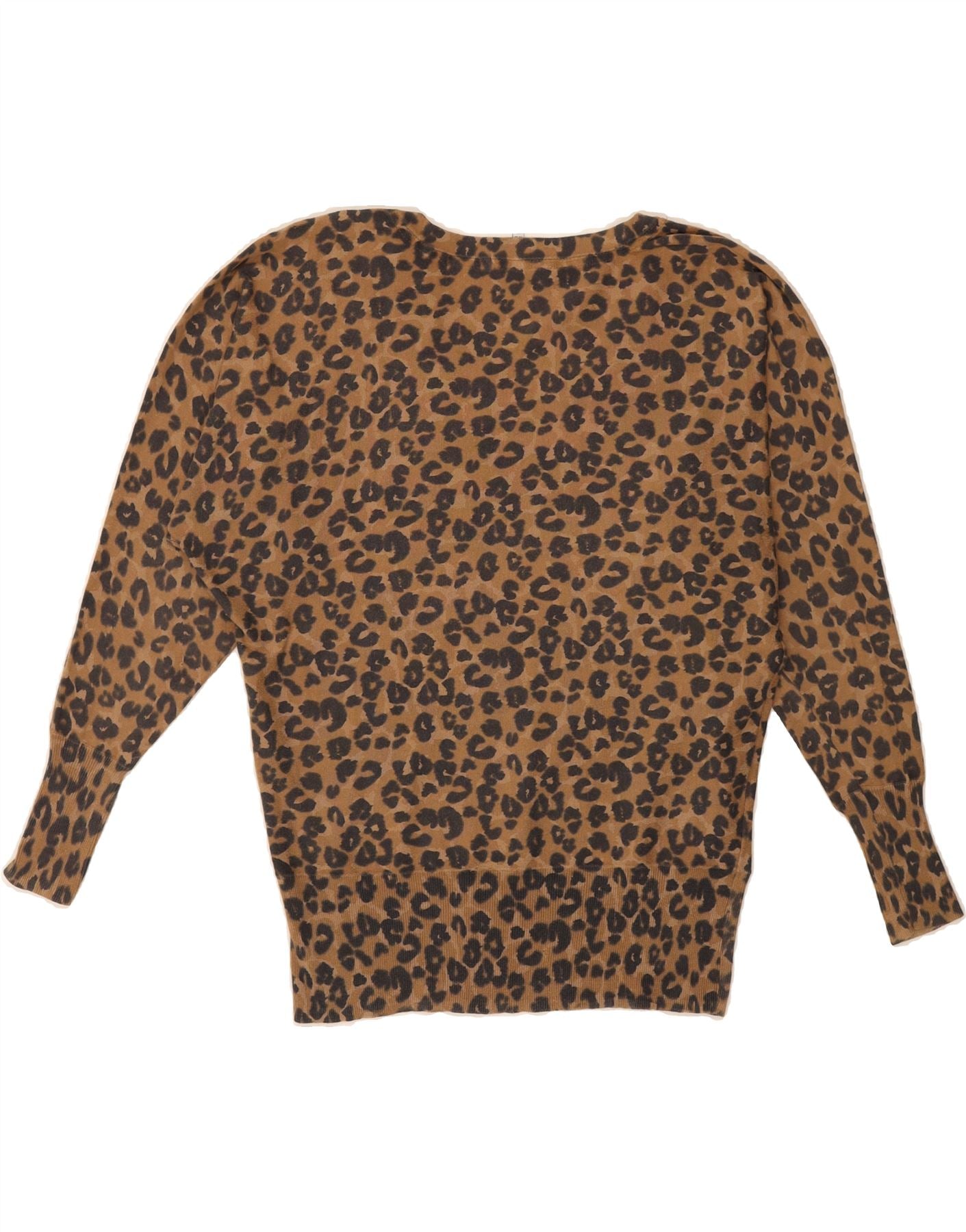LAURA ASHLEY Womens Boat Neck Jumper Sweater UK 8 Small Brown Animal Print Vintage Laura Ashley and Second-Hand Laura Ashley from Messina Hembry