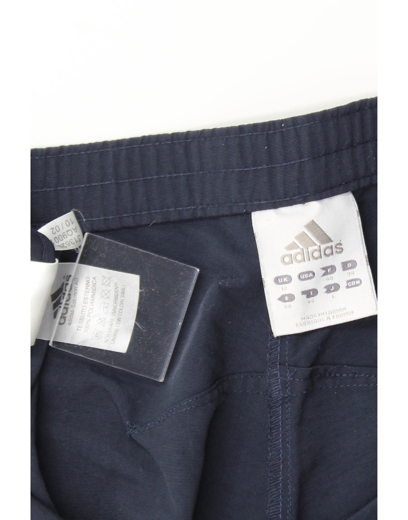 ADIDAS Womens Capri Trousers UK 12 Medium W32 L20 Navy Blue Polyamide Vintage Adidas and Second-Hand Adidas from Messina Hembry