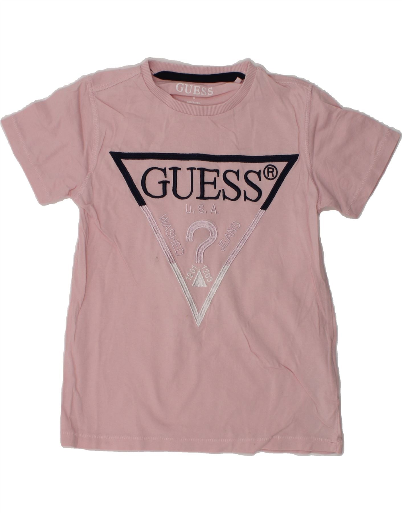 GUESS Girls Graphic T-Shirt Top 5-6 Years Pink Cotton Vintage Guess and Second-Hand Guess from Messina Hembry
